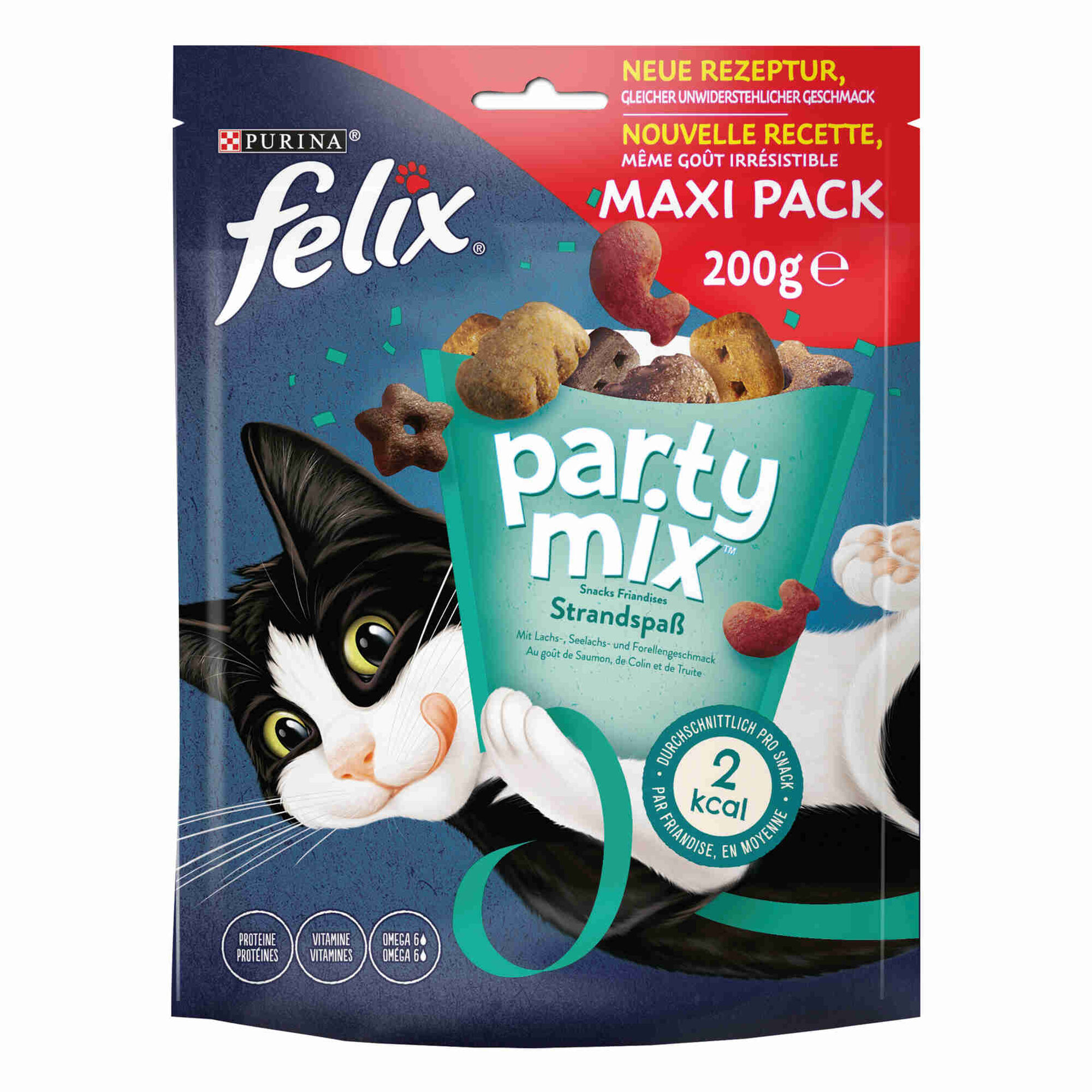 Snack para Gato Adulto Party Mix Original Frango, Fígado e Peru