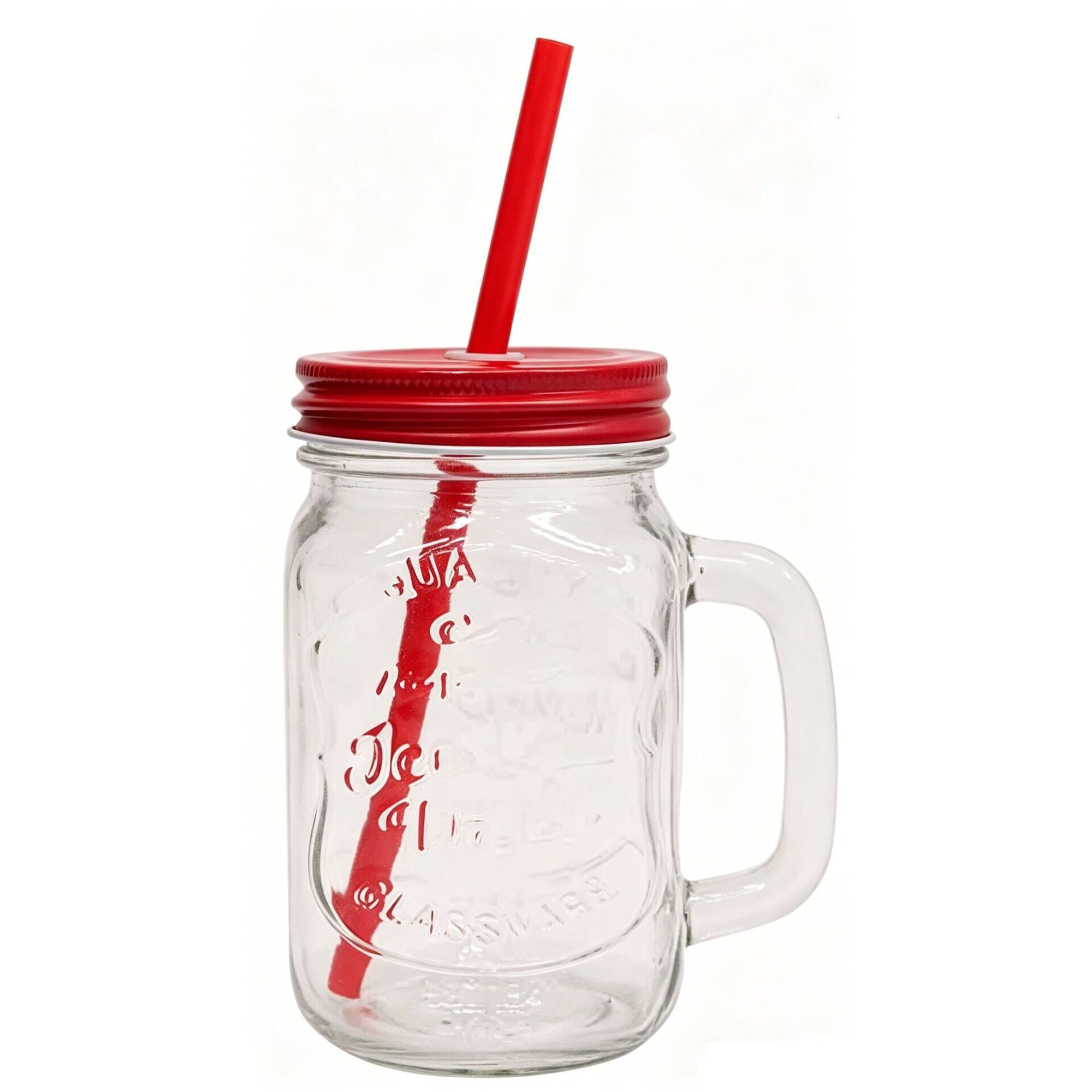 Caneca com Palhinha e Tampa 450ml Vermelha Kasa