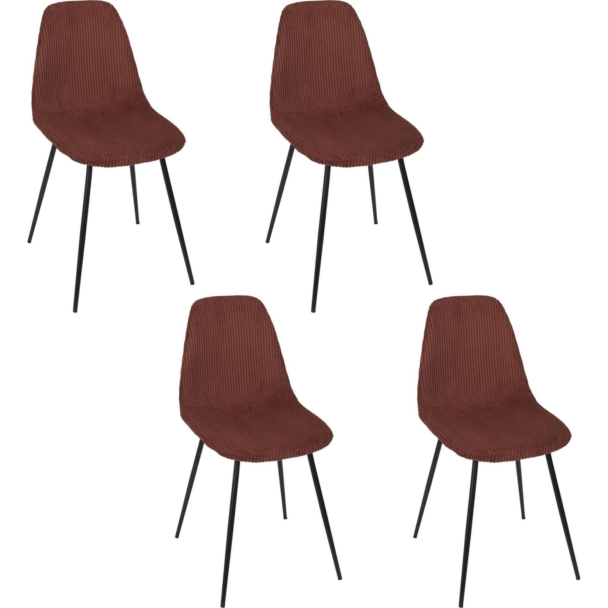 Conjunto de 4 Cadeiras Estofadas Terracota Scott