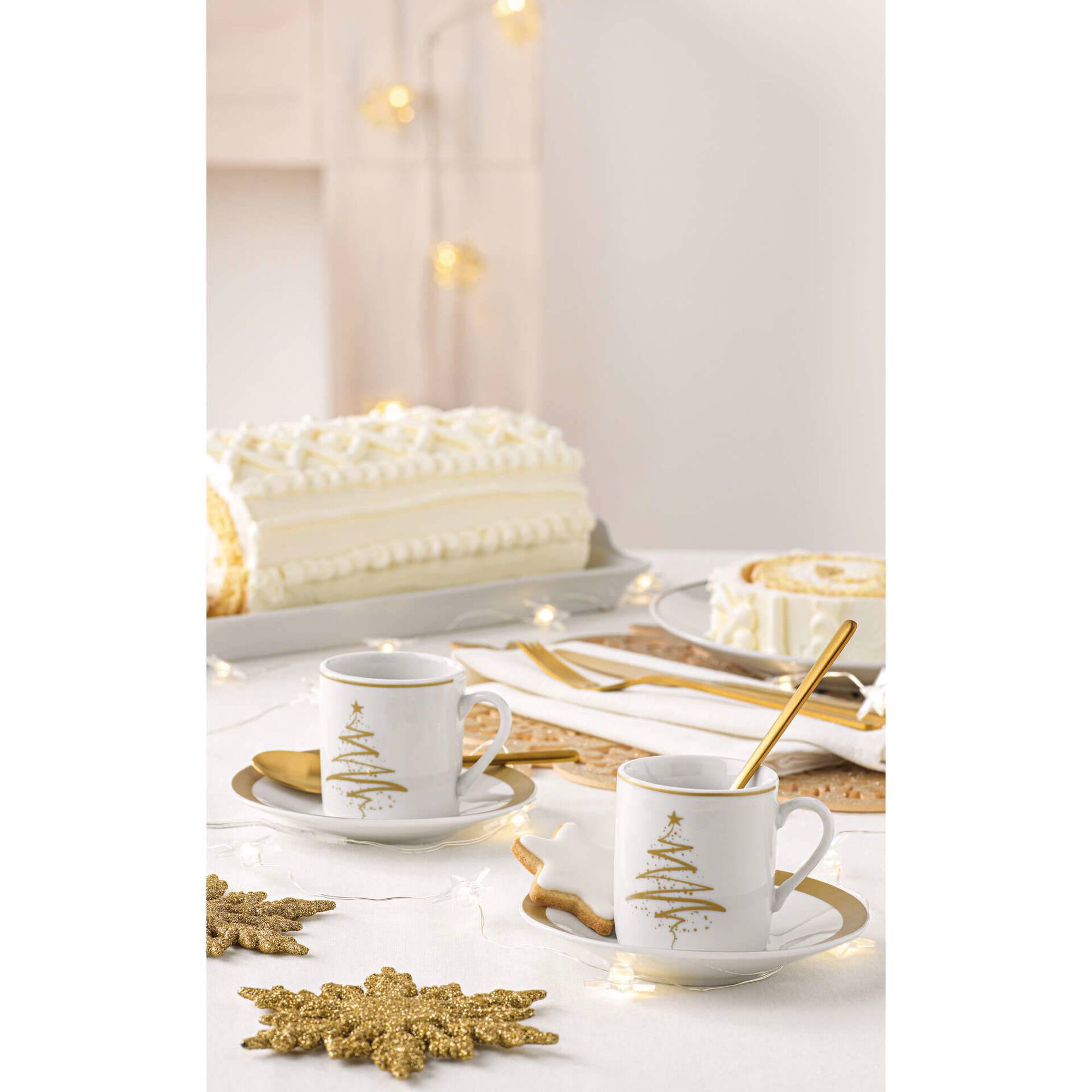 Conjunto 4 Chávenas Café 80ml Tree Dourado