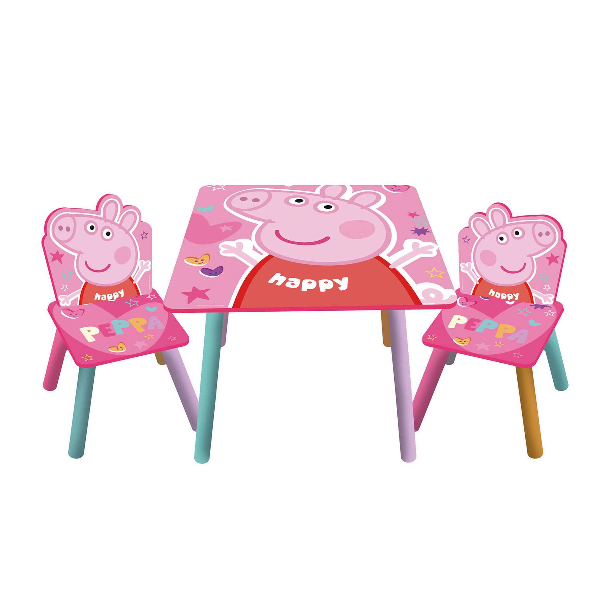 Conjunto de Mesa e 2 Cadeiras de madeira Peppa Pig Rosa