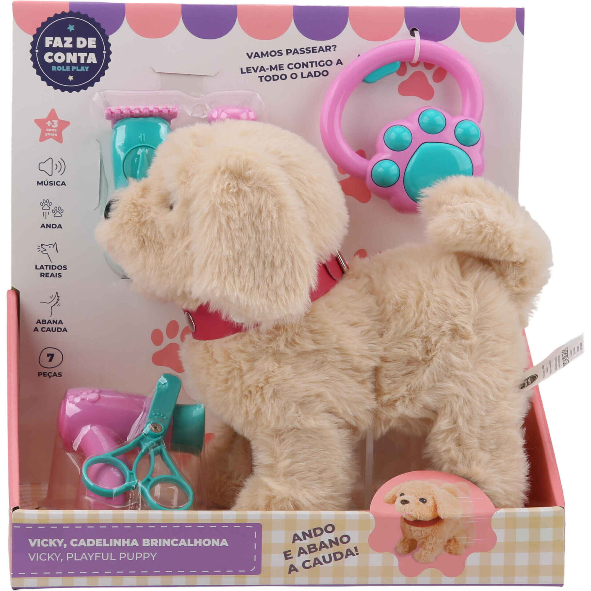 Zoko Faz de Conta - Peluche Vicky, Cadelinha Brincalhona