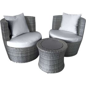 Conjunto Mesa e 2 Sof&aacute;s Wicker Cinza Atlanta Kasa, , hi-res