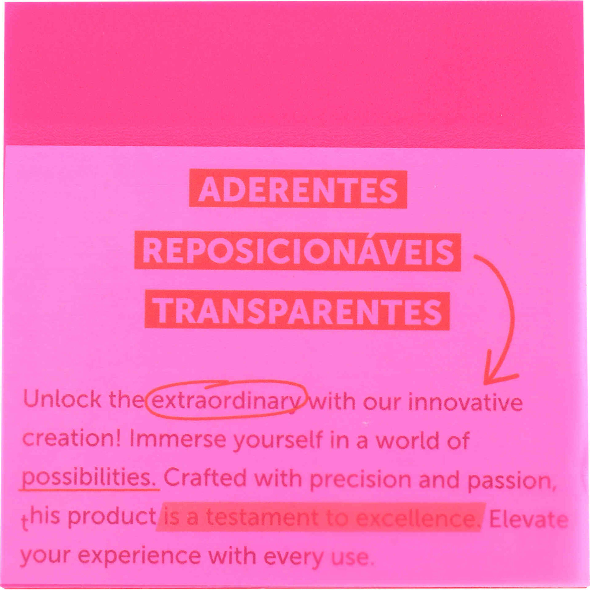 Bloco de Notas Aderentes Transparentes Rosa 75x75mm