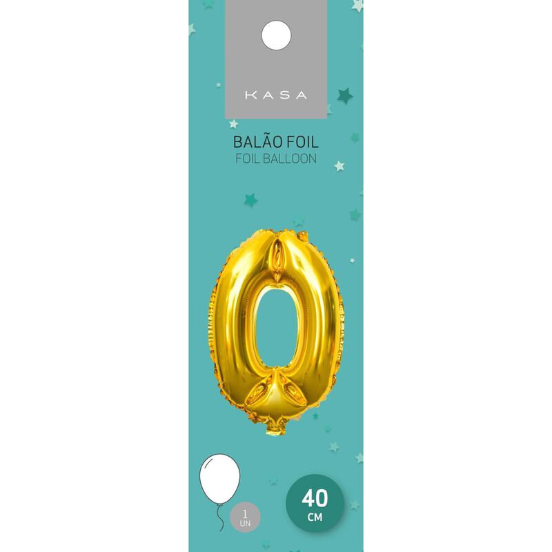 Balão Foil 40 cm nº0 Dourado Kasa