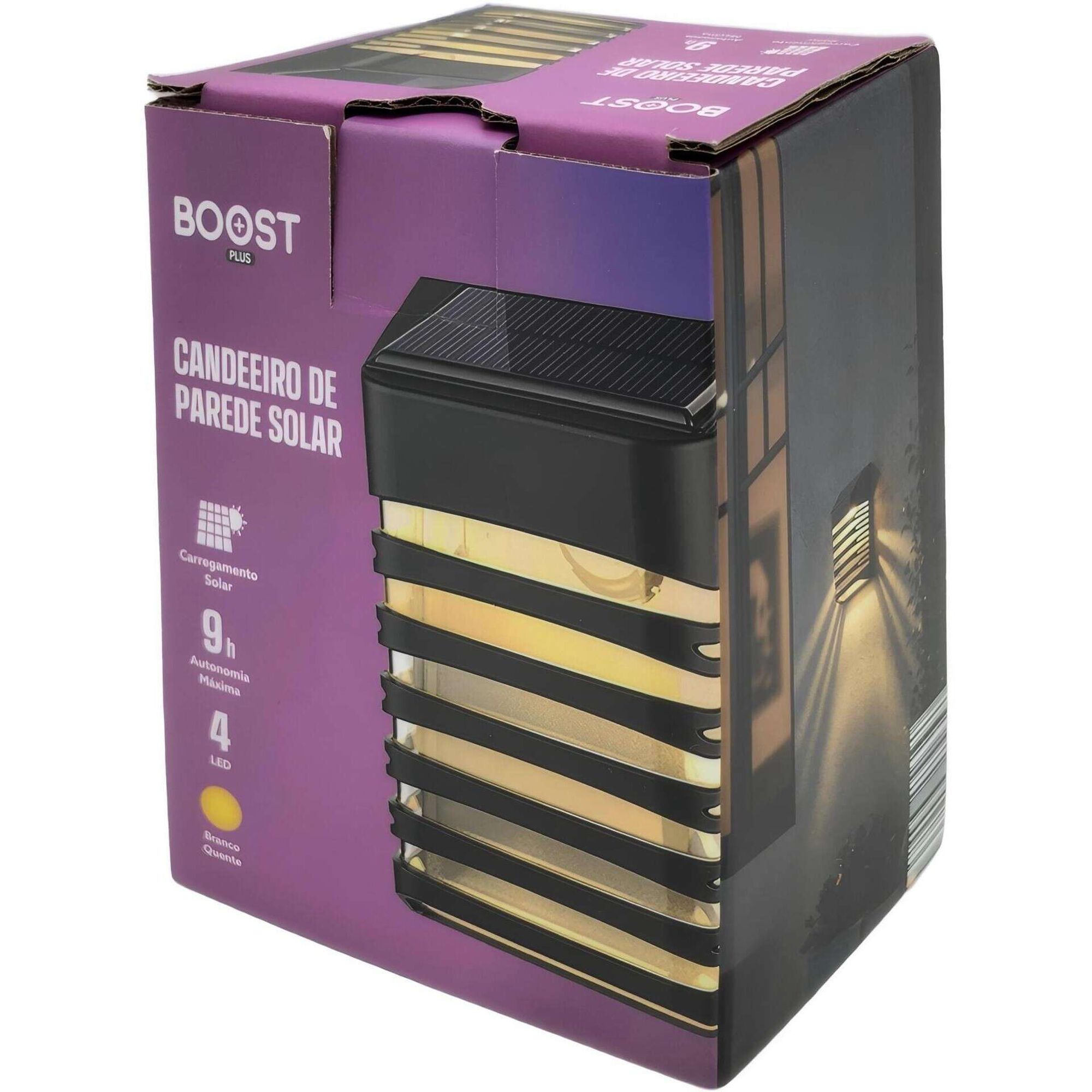 Candeeiro de Parede Solar 4 LEDs Preto Boost