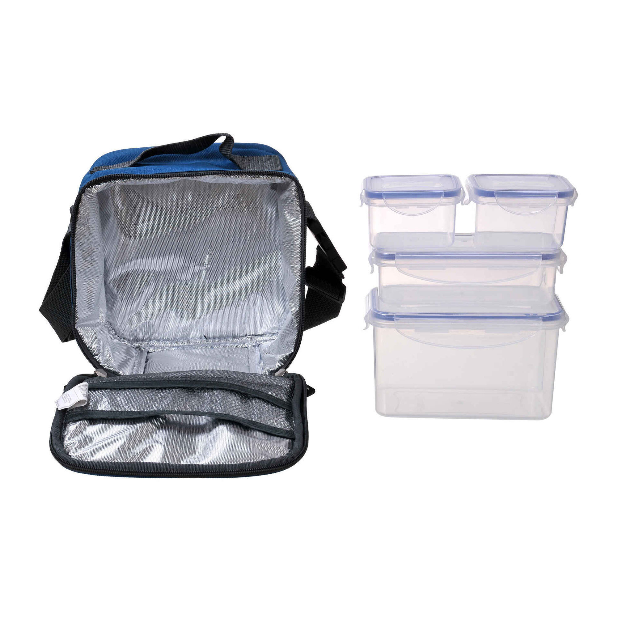 Conjunto Saco T&eacute;rmico Tiracolo e 4 Caixas Azul 4 My Lunch Kasa