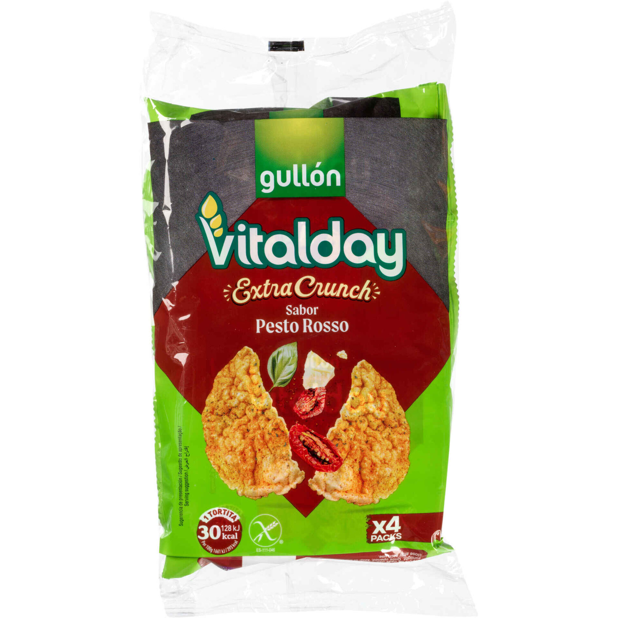 Tortitas Vitalday de Milho e Pesto sem Gl&uacute;ten Gull&oacute;n