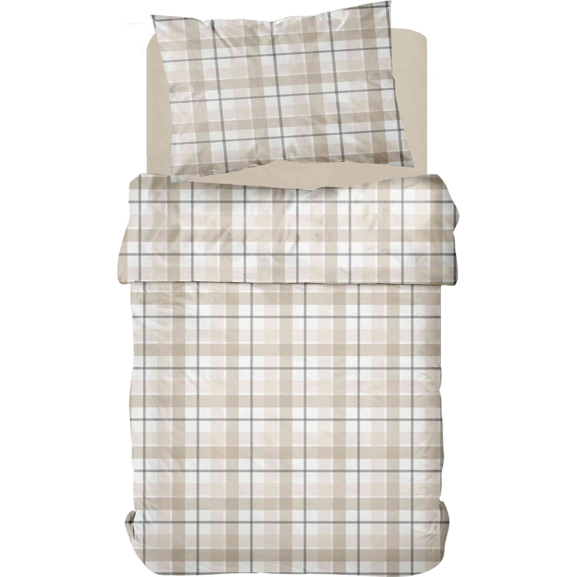 Conjunto de Len&ccedil;&oacute;is Flanela 270x160cm Quadrados Bege Kasa