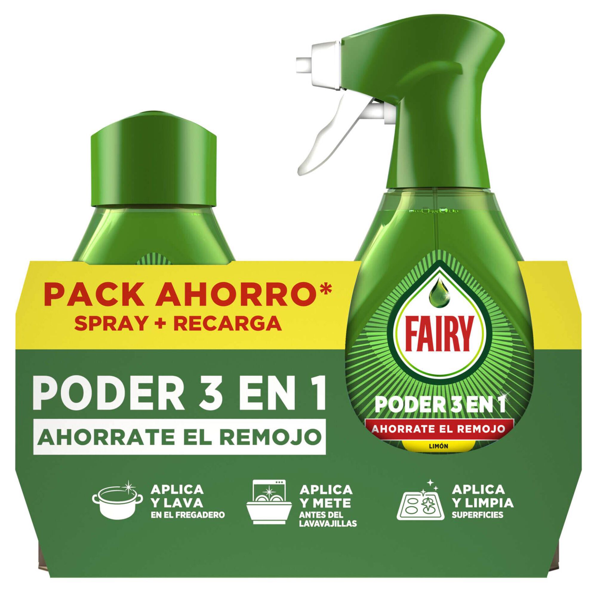 Detergente Manual Loi&ccedil;a Spray Poder 3 em 1 + Recarga