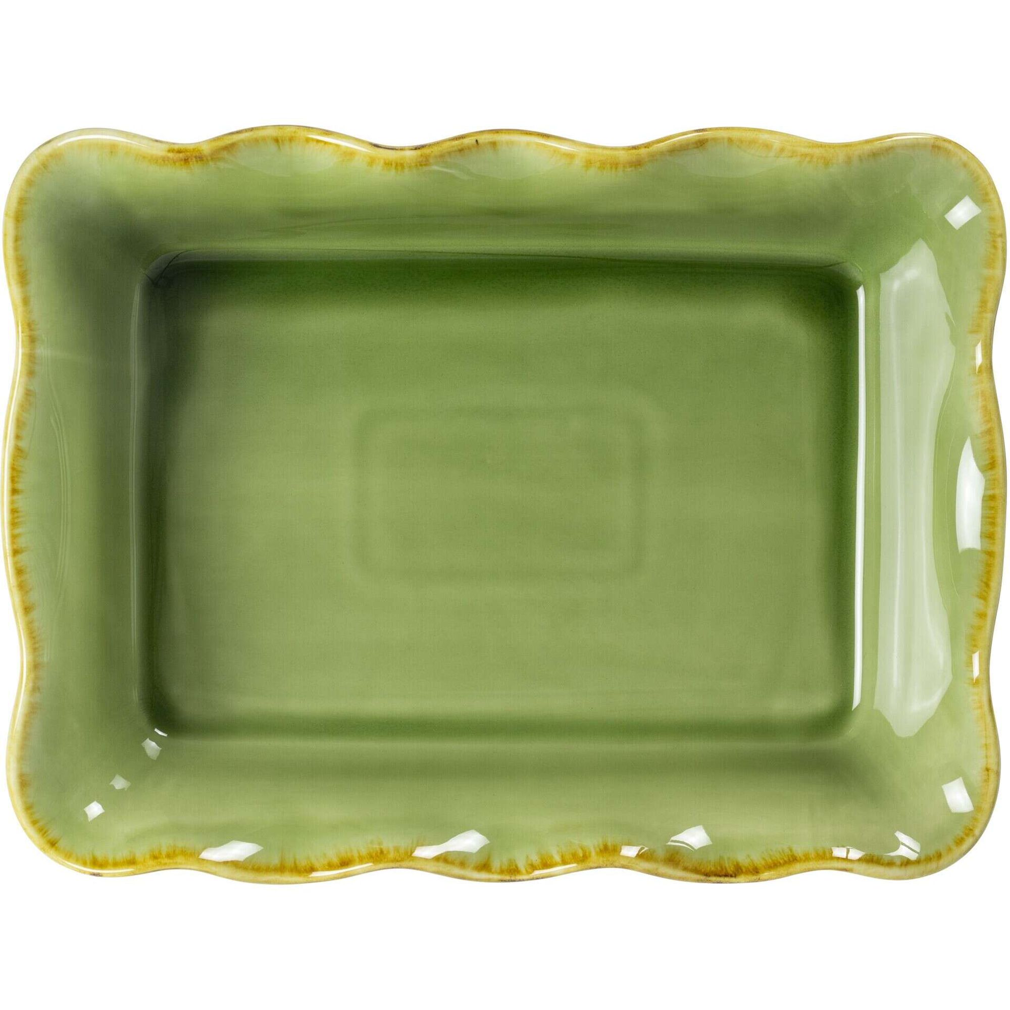 Assadeira 29x19cm Retangular Folhas Verde Claro Kasa