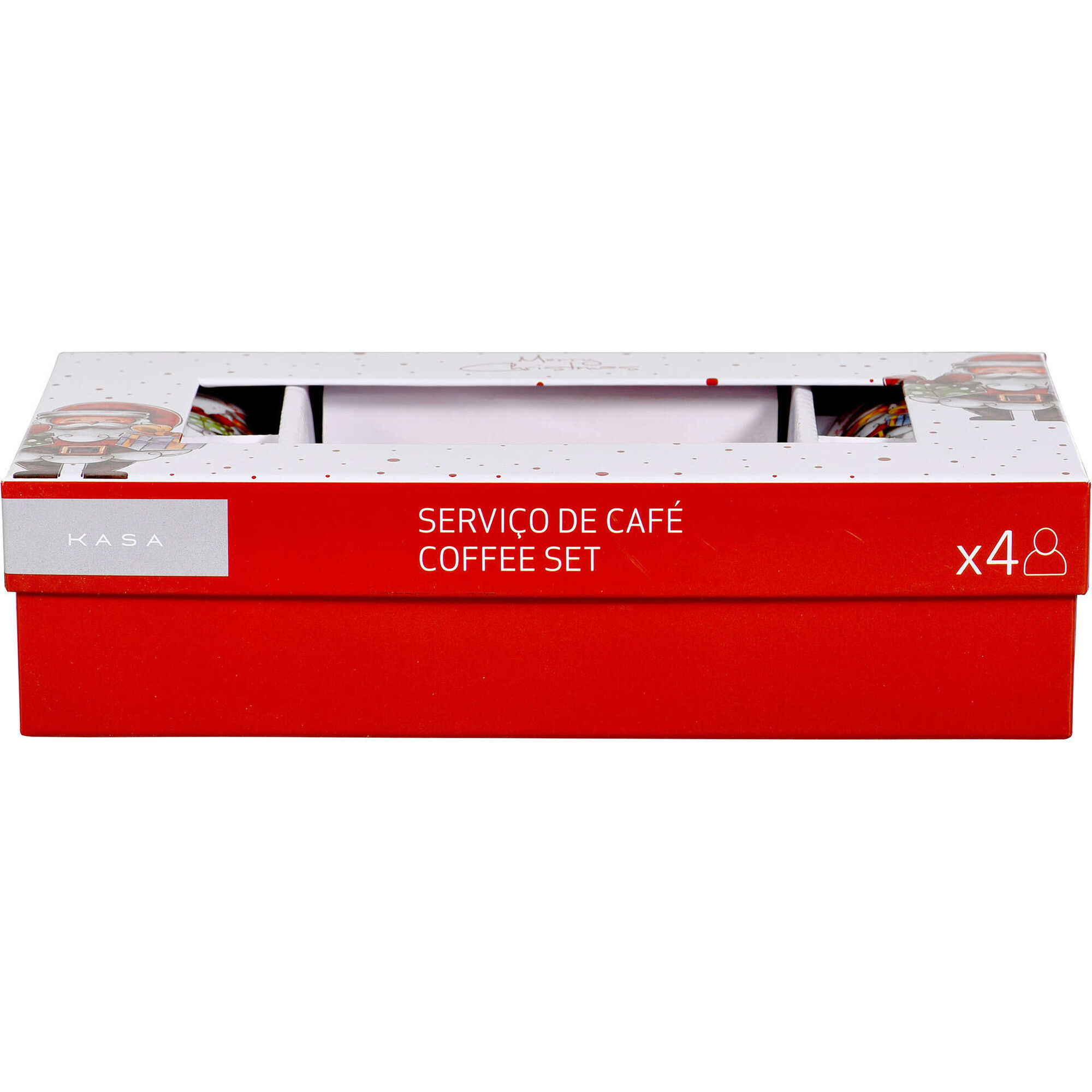 Conjunto 4 Ch&aacute;venas Caf&eacute; 80ml Pai Natal com Prendas