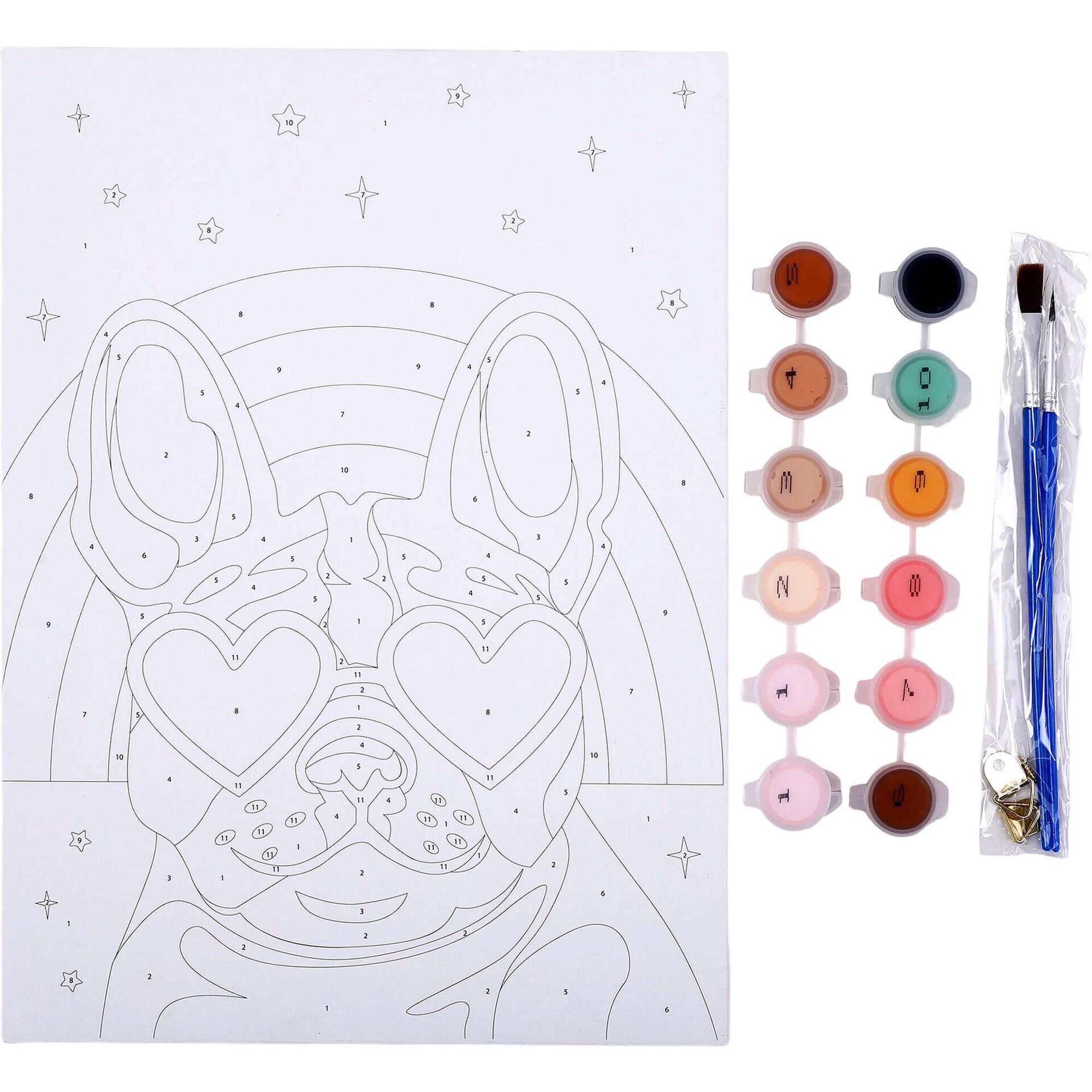 Kit Colorir por N&uacute;meros com Tela e Aguarelas (v&aacute;rios modelos)