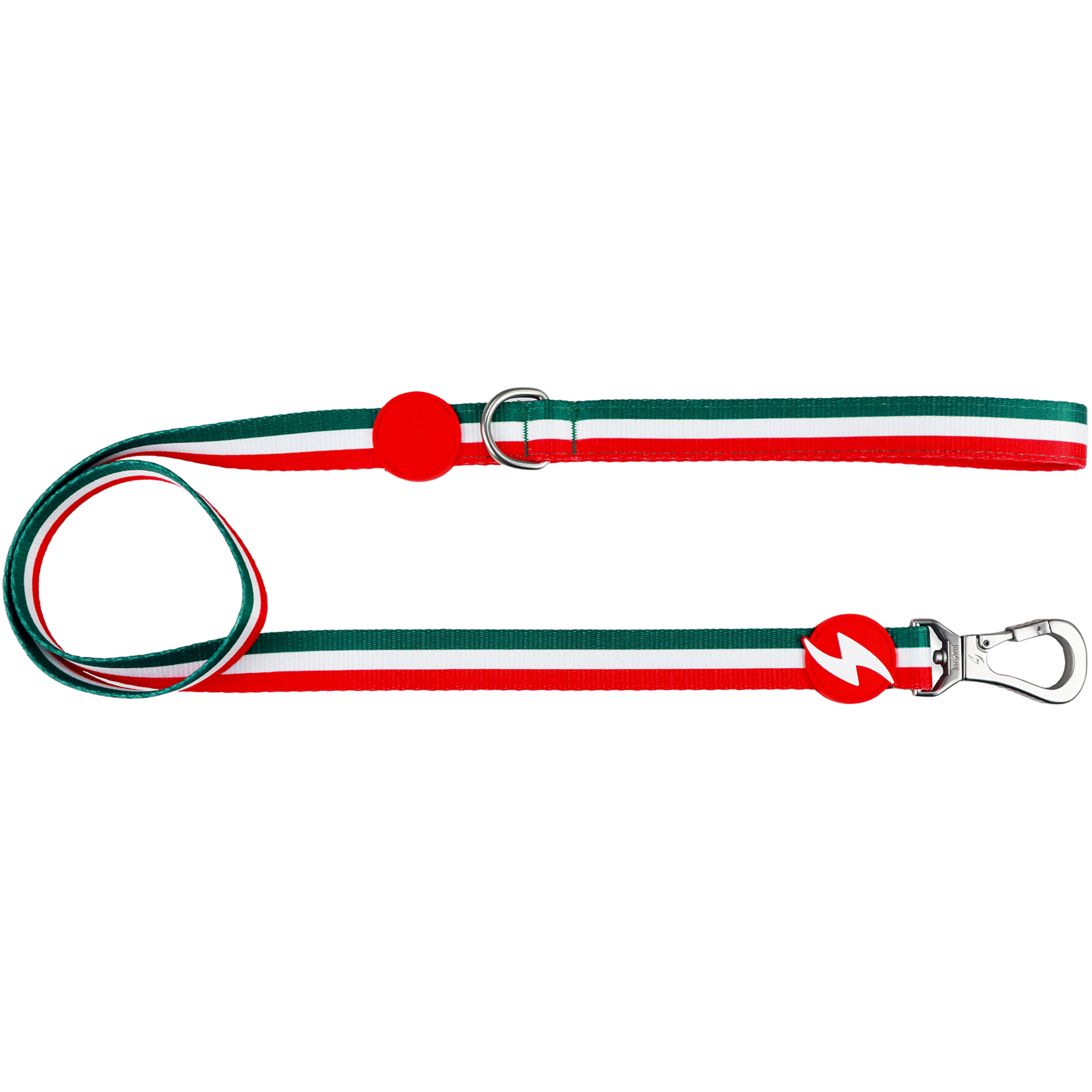 Trela para C&atilde;o Stripes3 Verde e Vermelho M Dashi