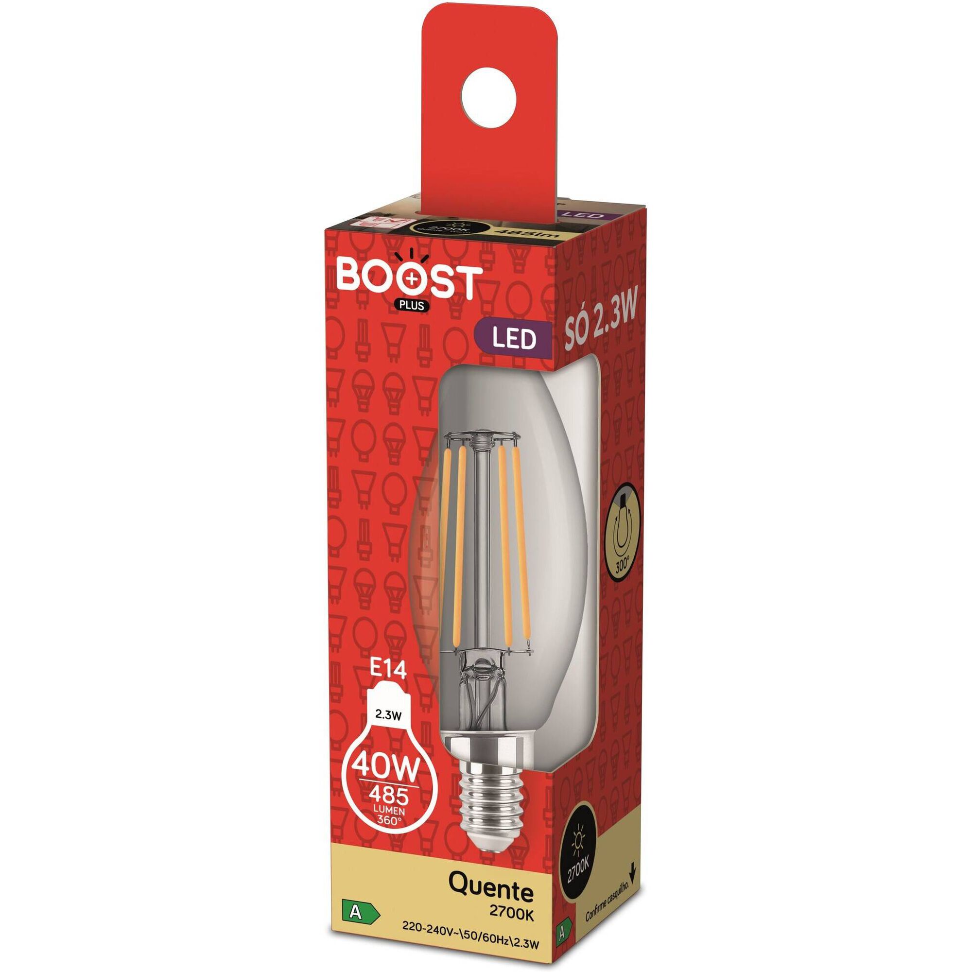 L&acirc;mpada LED Filamentos Chama E14 2700K 40W Boost