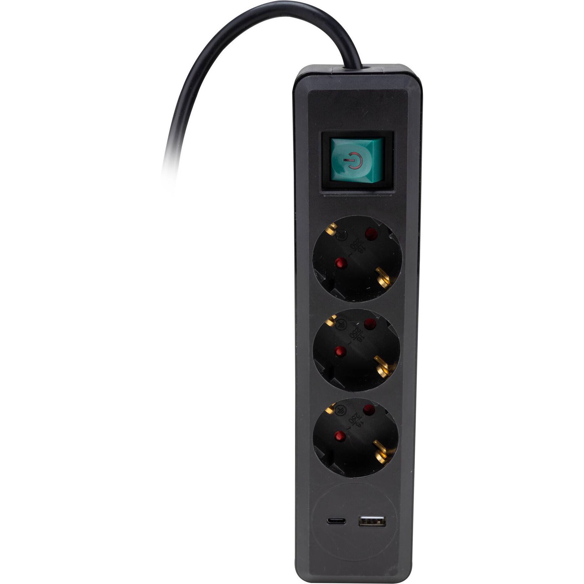 Bloco 3 Tomadas com USB Preto Boost