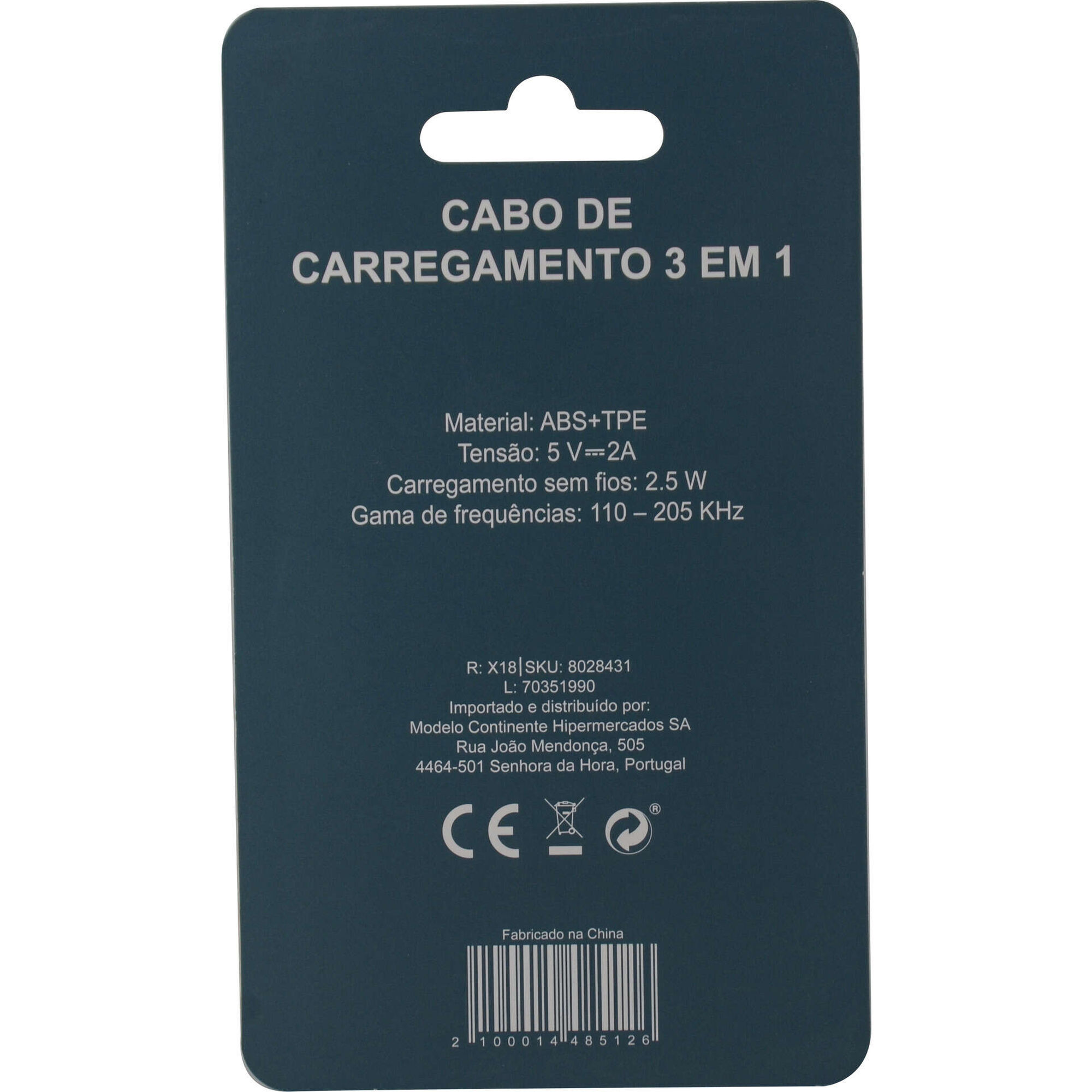 Cabo de Carregamento 3 em 1 Fusion Azul Bazar&atilde;o