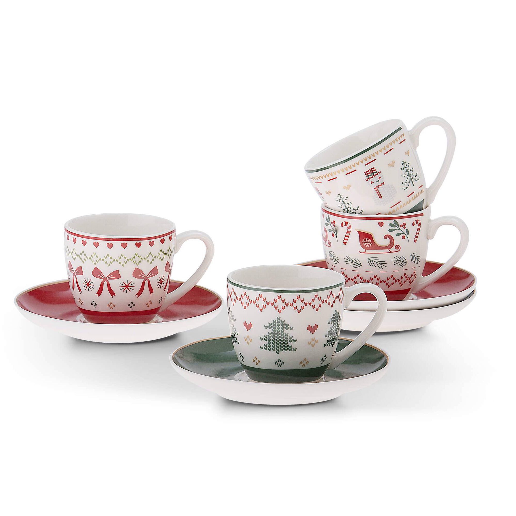 Conjunto 4 Chávenas Café Motivos Natal