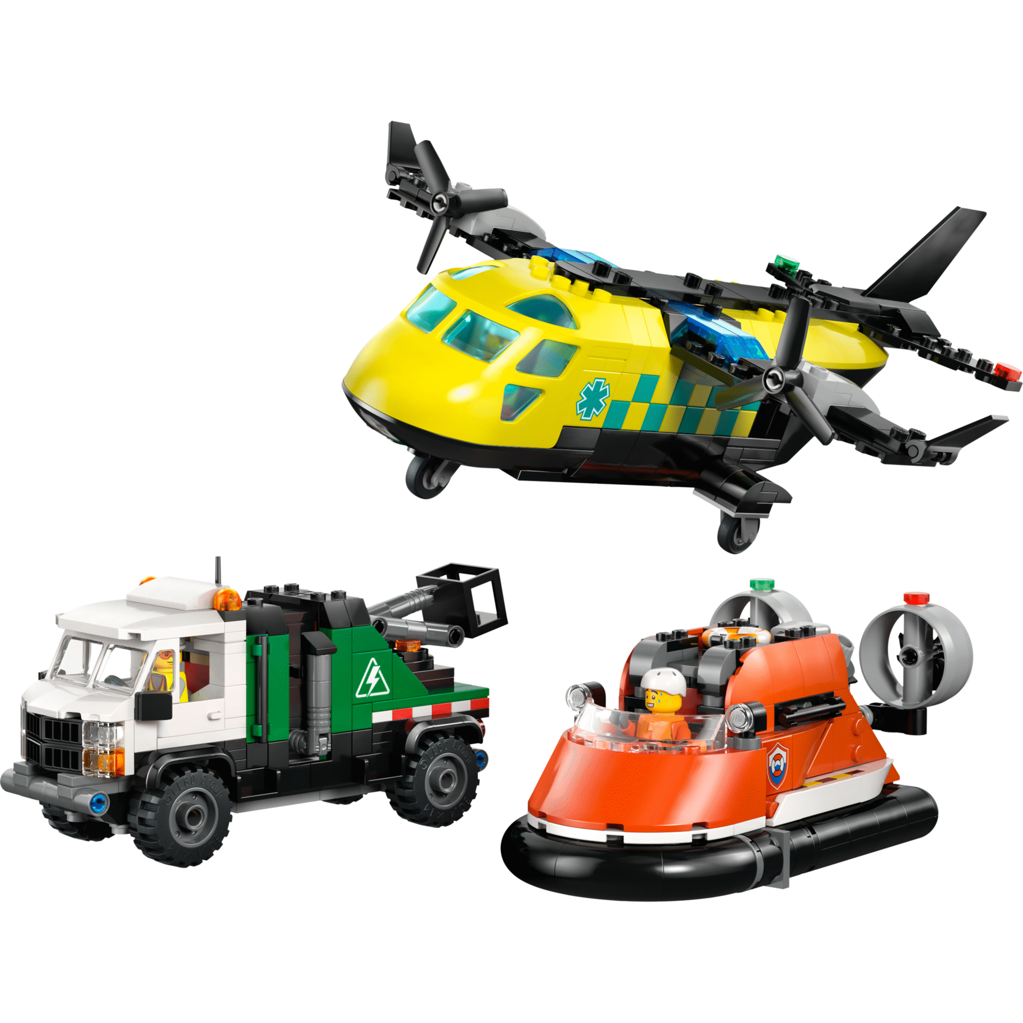 LEGO City - Combina&ccedil;&atilde;o de Avi&atilde;o, Cami&atilde;o de Assist&ecirc;ncia e Hovercraft - 60505