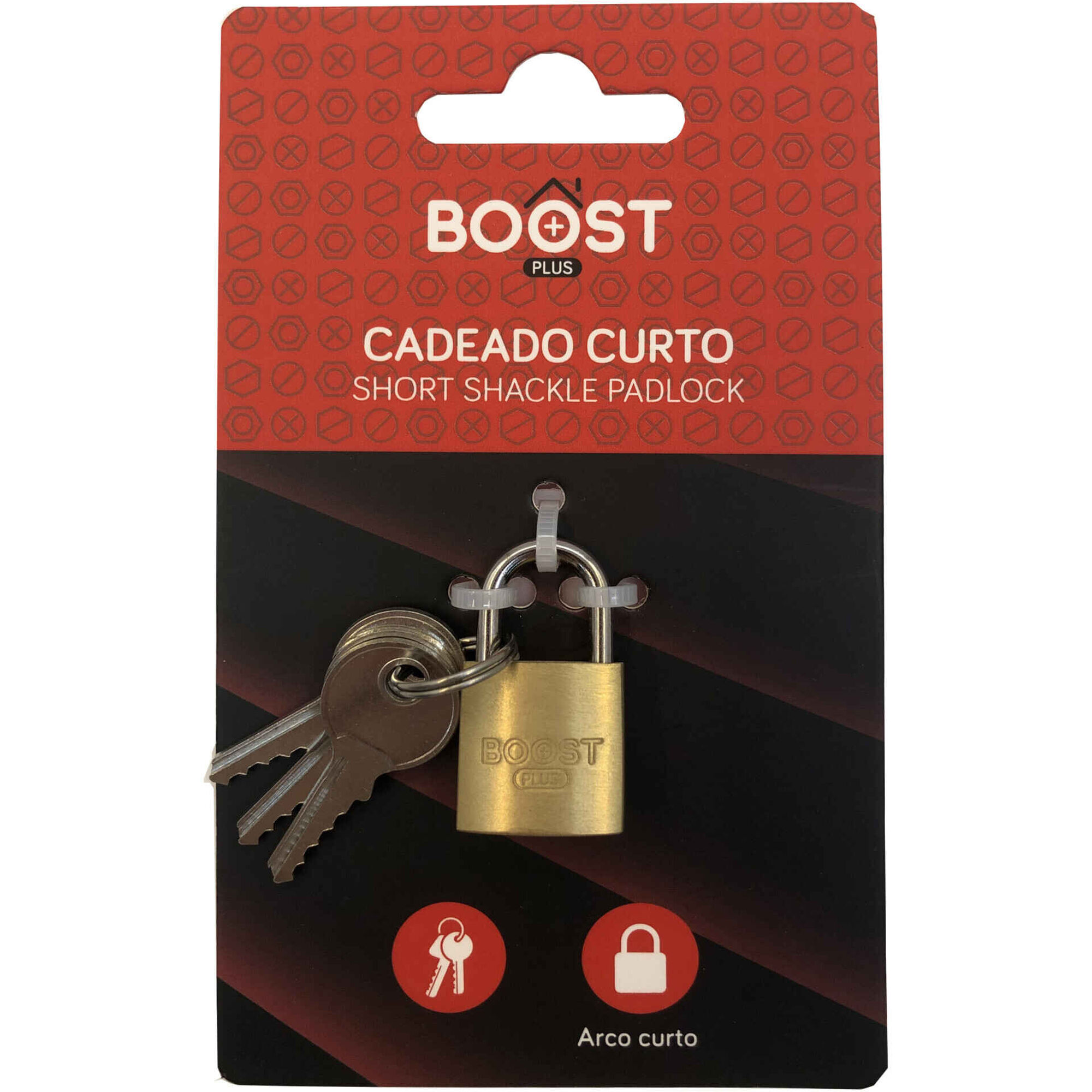 Cadeado Arco Curto com Chave Dourado Boost