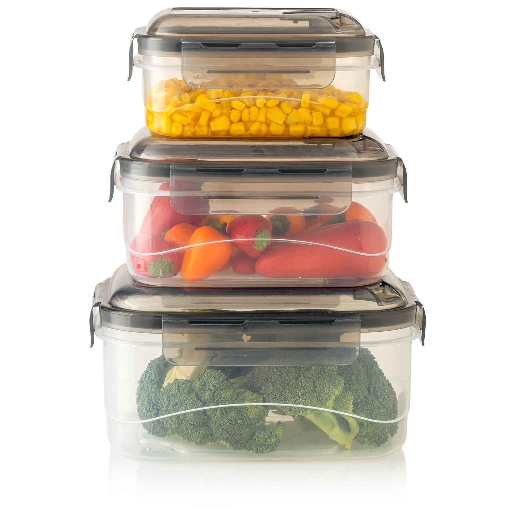 Conjunto 3 Caixas Retangulares Cinza Lock Kasa