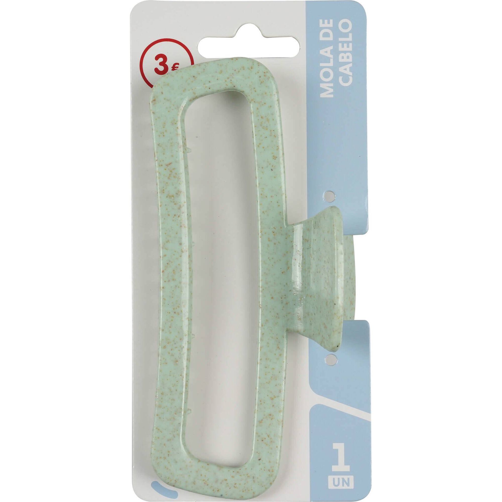 Mola de Cabelo Retangular Verde Bazar&atilde;o