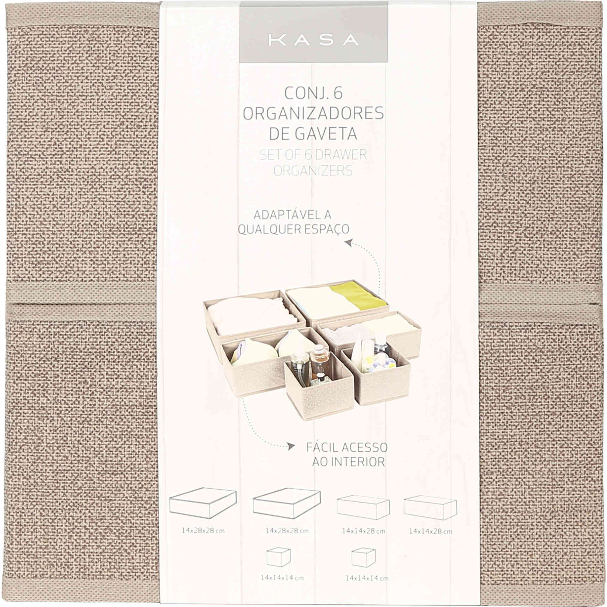 Conjunto 6 Organizadores Gaveta Bege Kasa