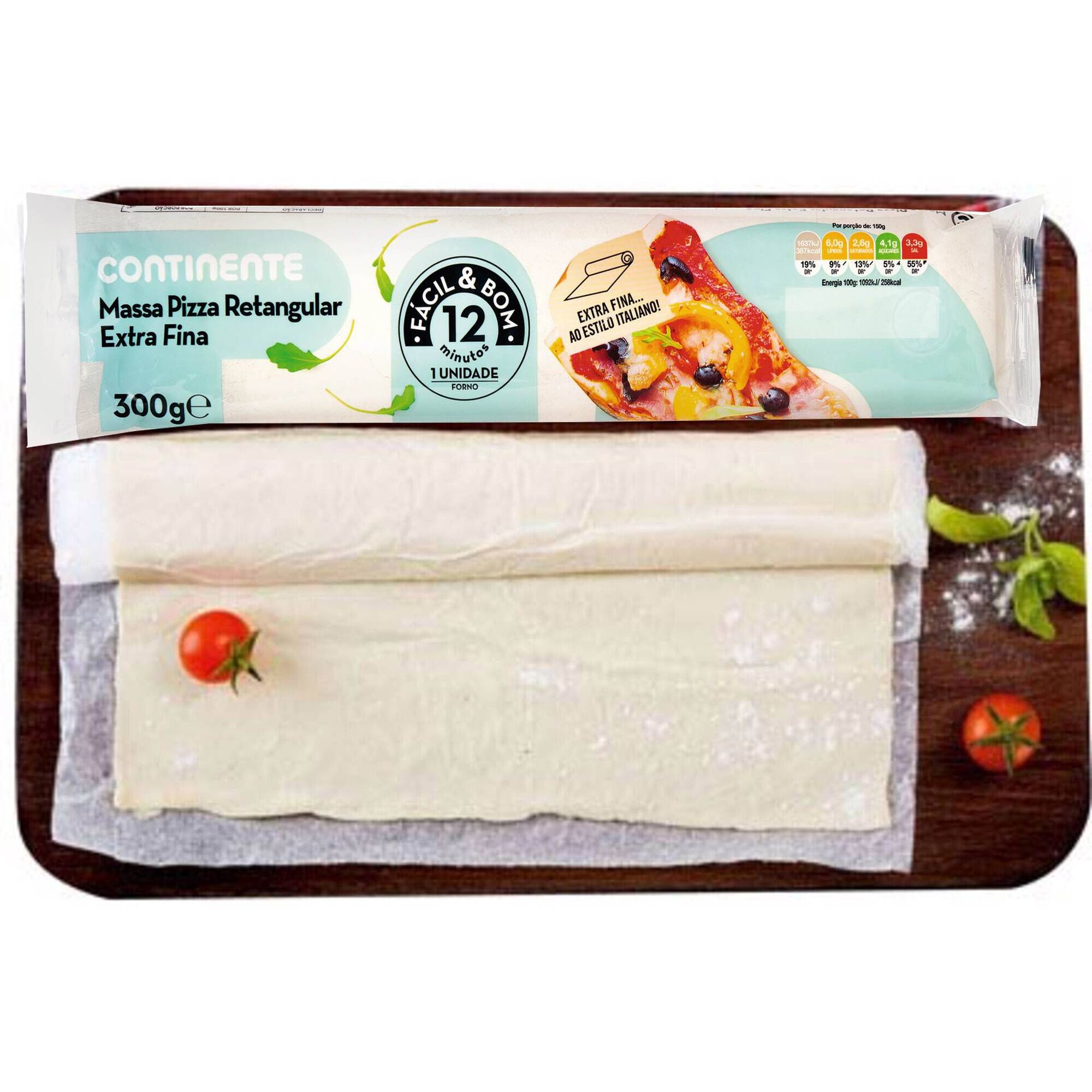Massa de Pizza Fresca Retangular Extra Fina