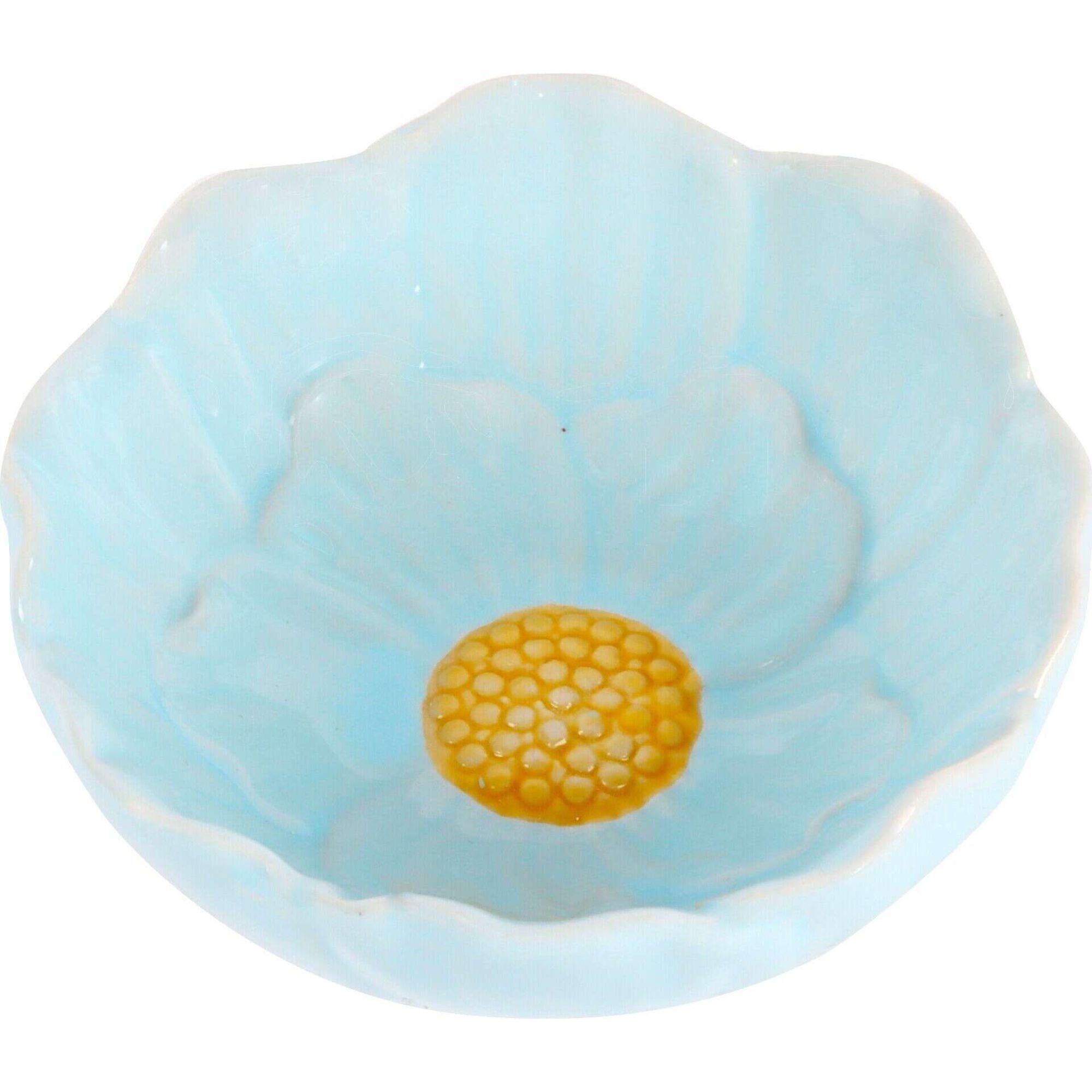 Ta&ccedil;a 9cm Flor Azul com Centro Verde