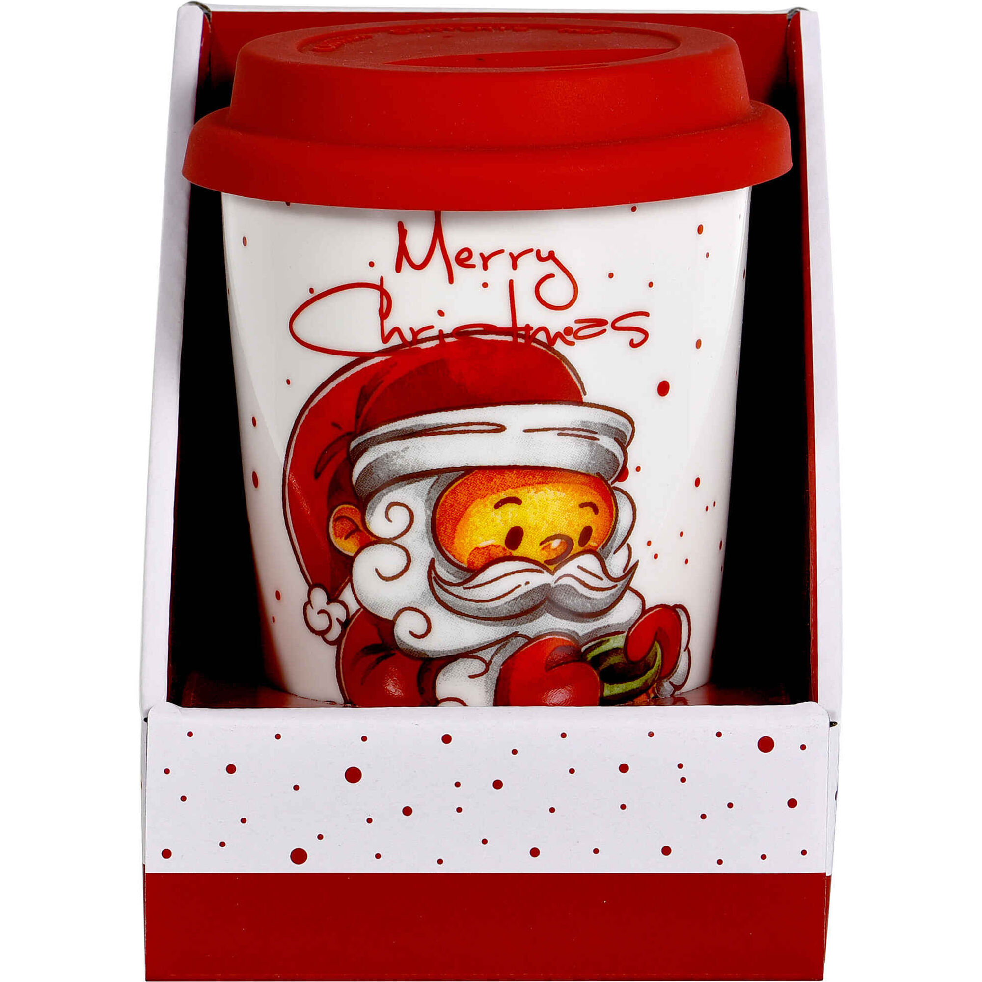 Copo com Tampa Silicone 340ml Pai Natal com Saco