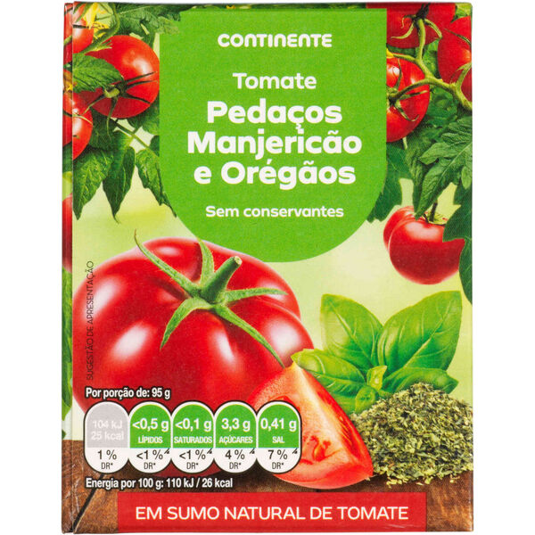 Tomate em Pedaços com Manjericão e Orégãos Continente