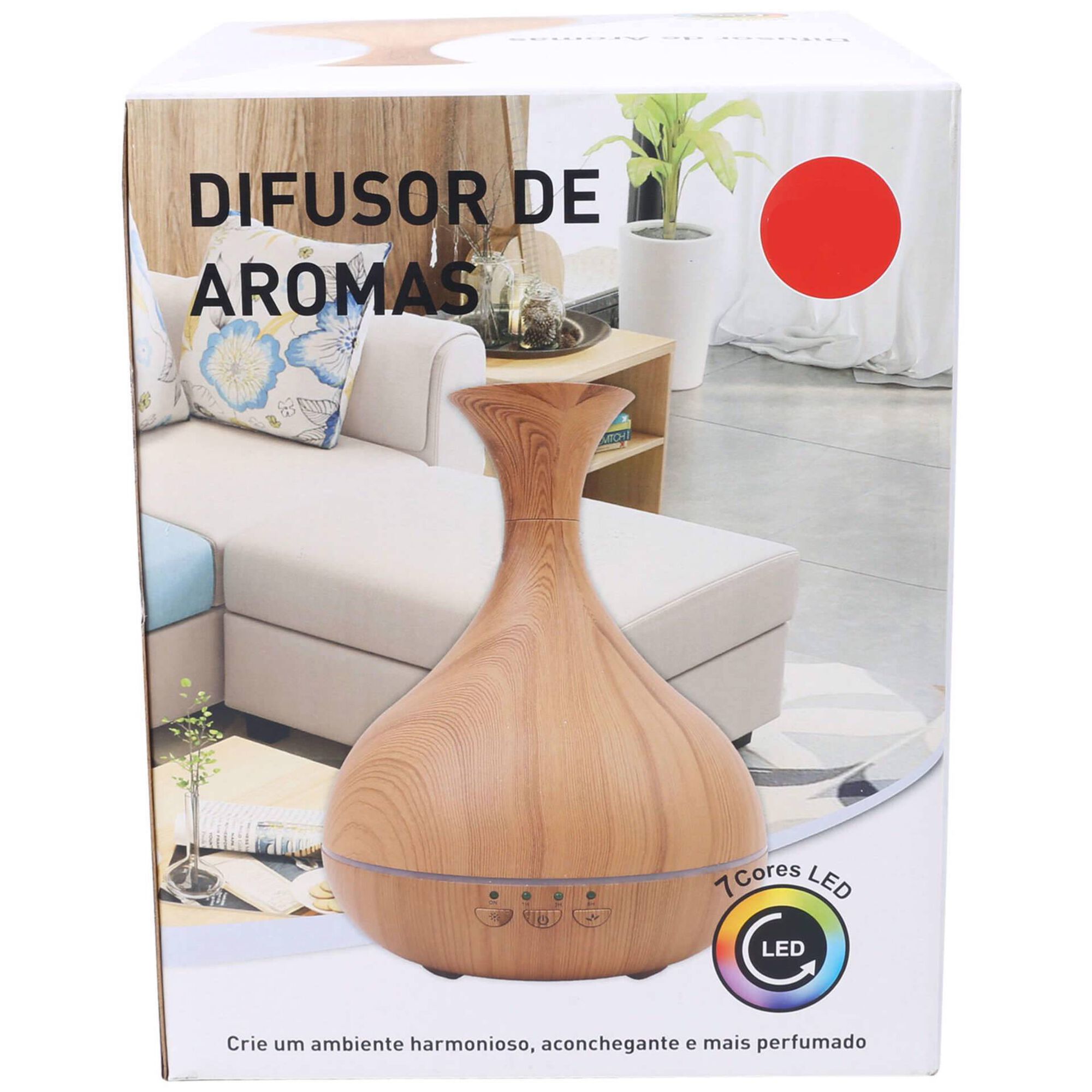 Difusor de Aromas em Madeira com Luz (7 Cores)