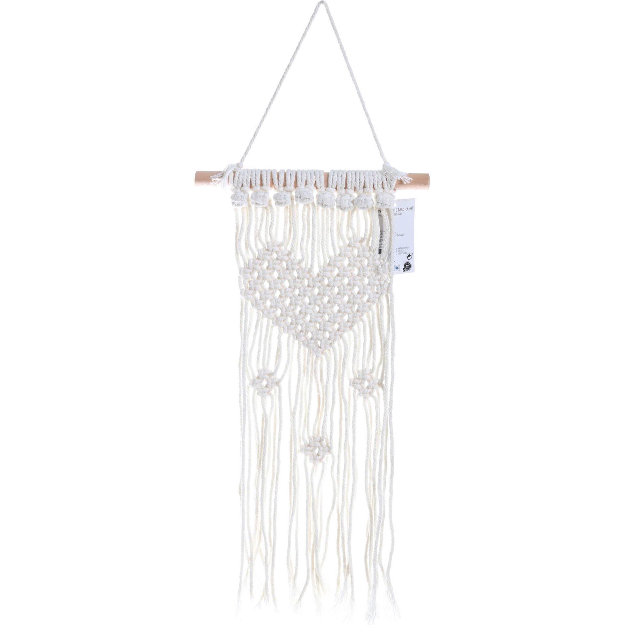 Pendurante Macram&eacute; 42x21cm Branco Kasa