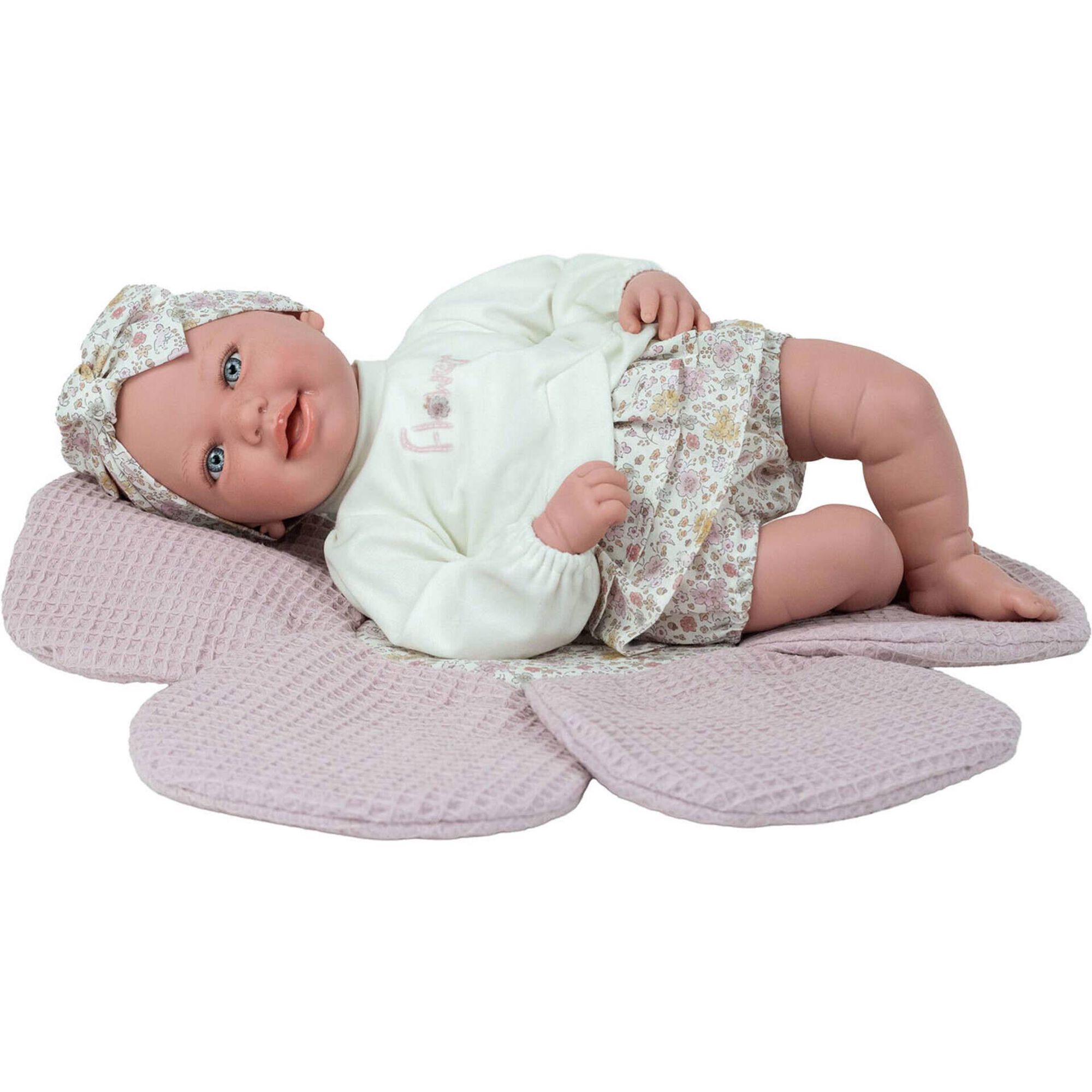 Reborn - Beb&eacute; Elegance Adi Rosa com Manta Flor
