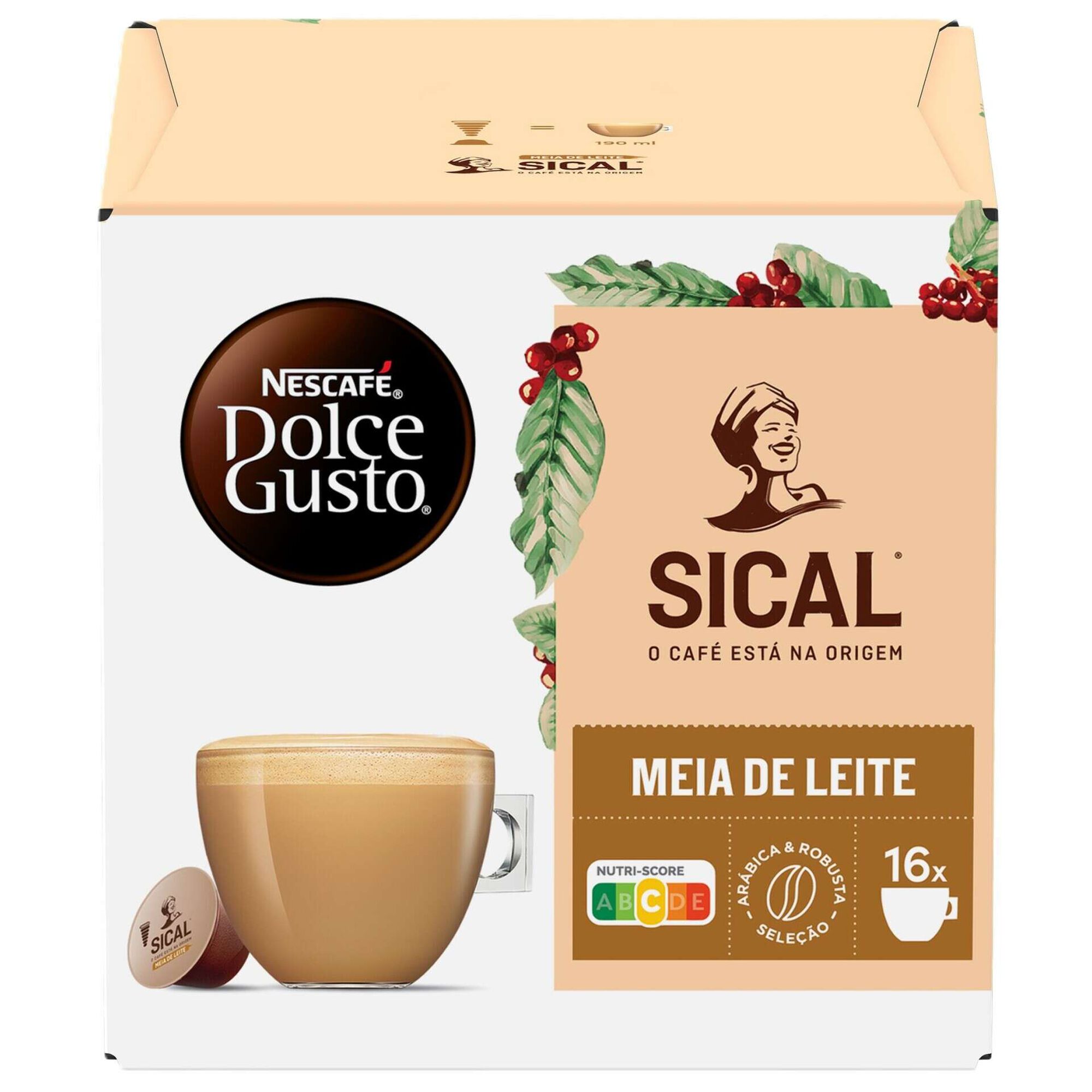 C&aacute;psulas de Caf&eacute; Sical Meia de Leite Nescaf&eacute; Dolce Gusto