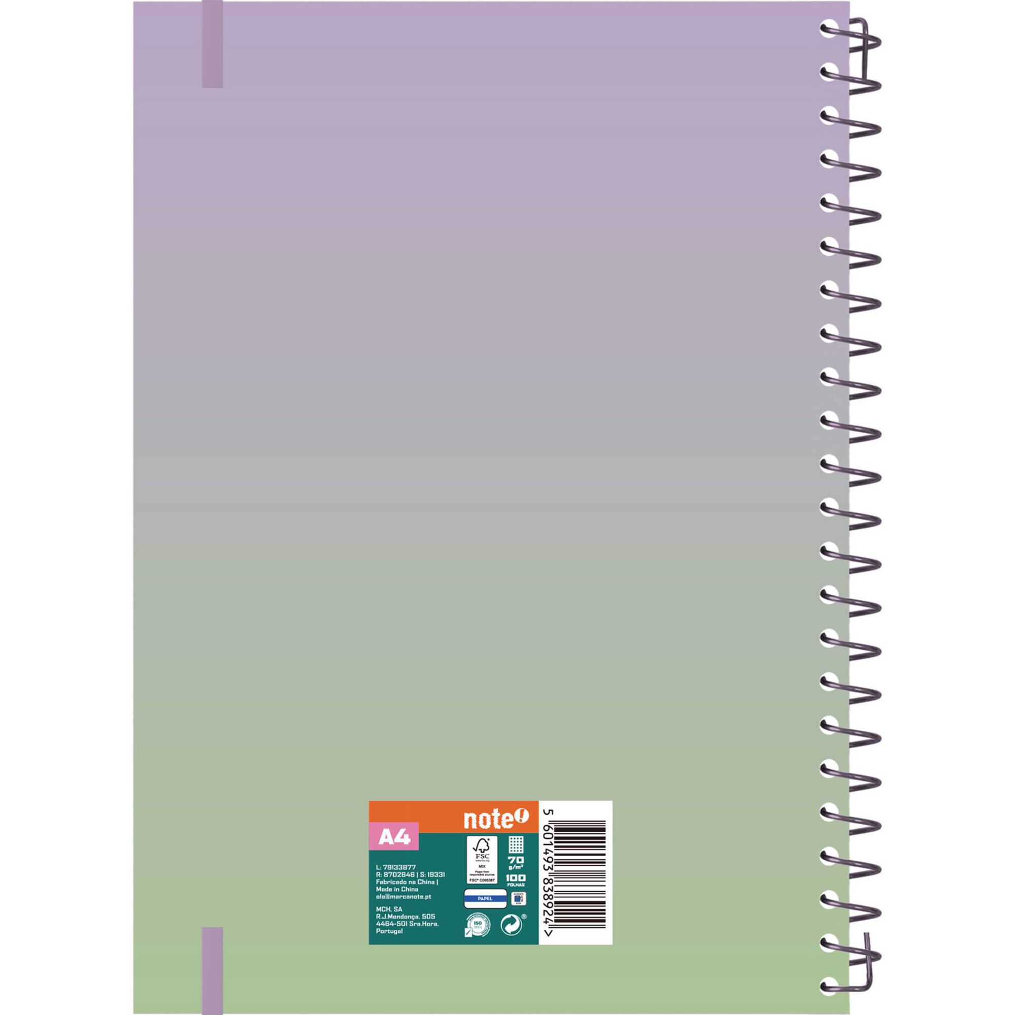 Caderno A4 100 Folhas Iris Quadriculado (v&aacute;rias cores) Note!