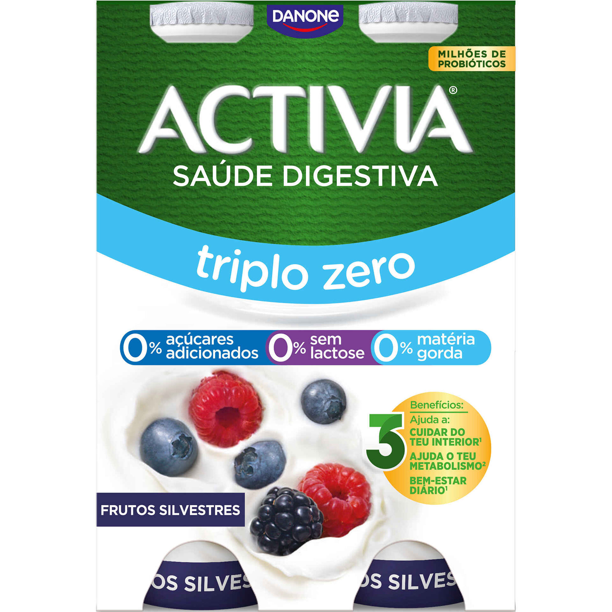 Bifidus L&iacute;quido Triplo 0% Frutos Silvestres sem Lactose Activia Danone