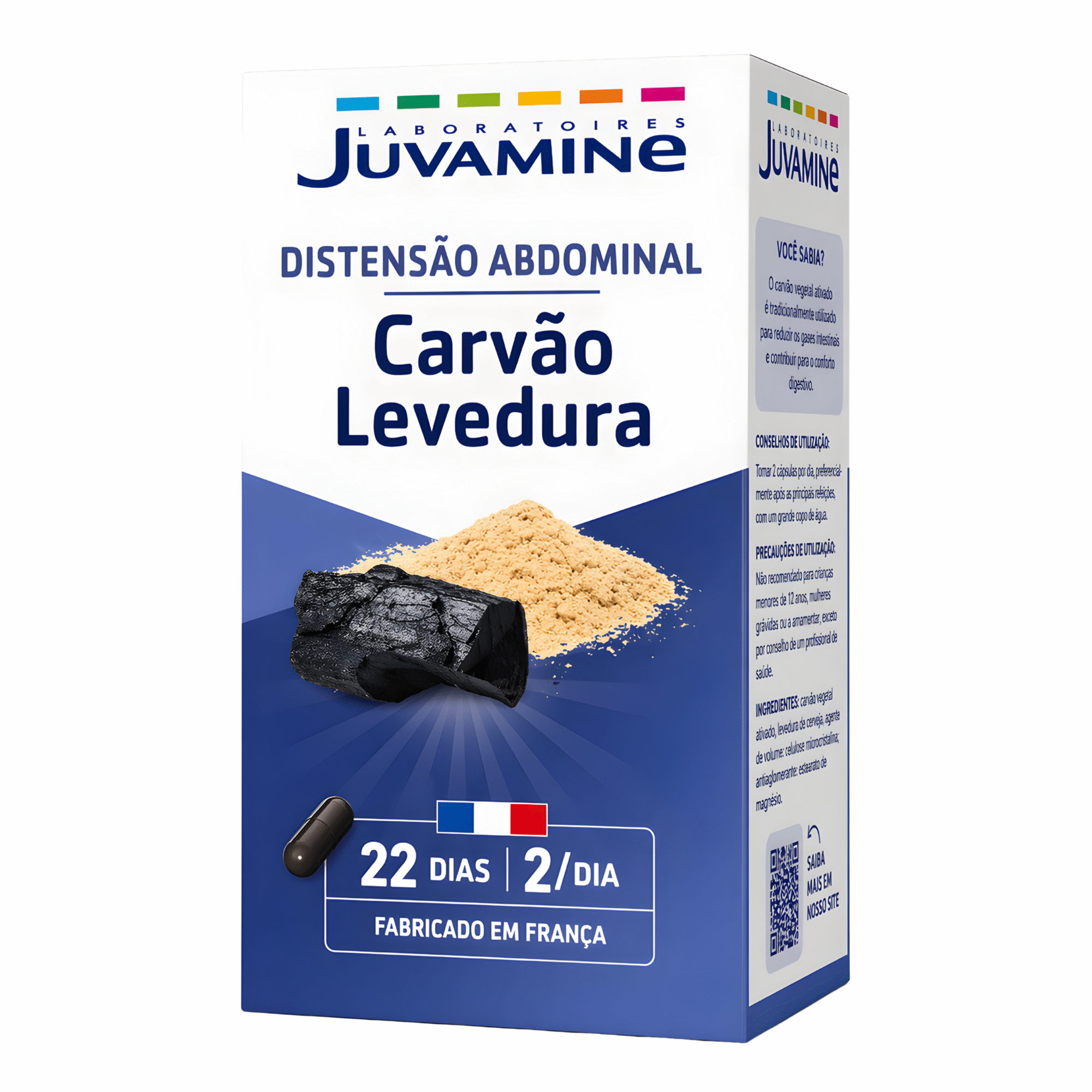 Carv&atilde;o Vegetal e Levedura para Incha&ccedil;o Juvamine