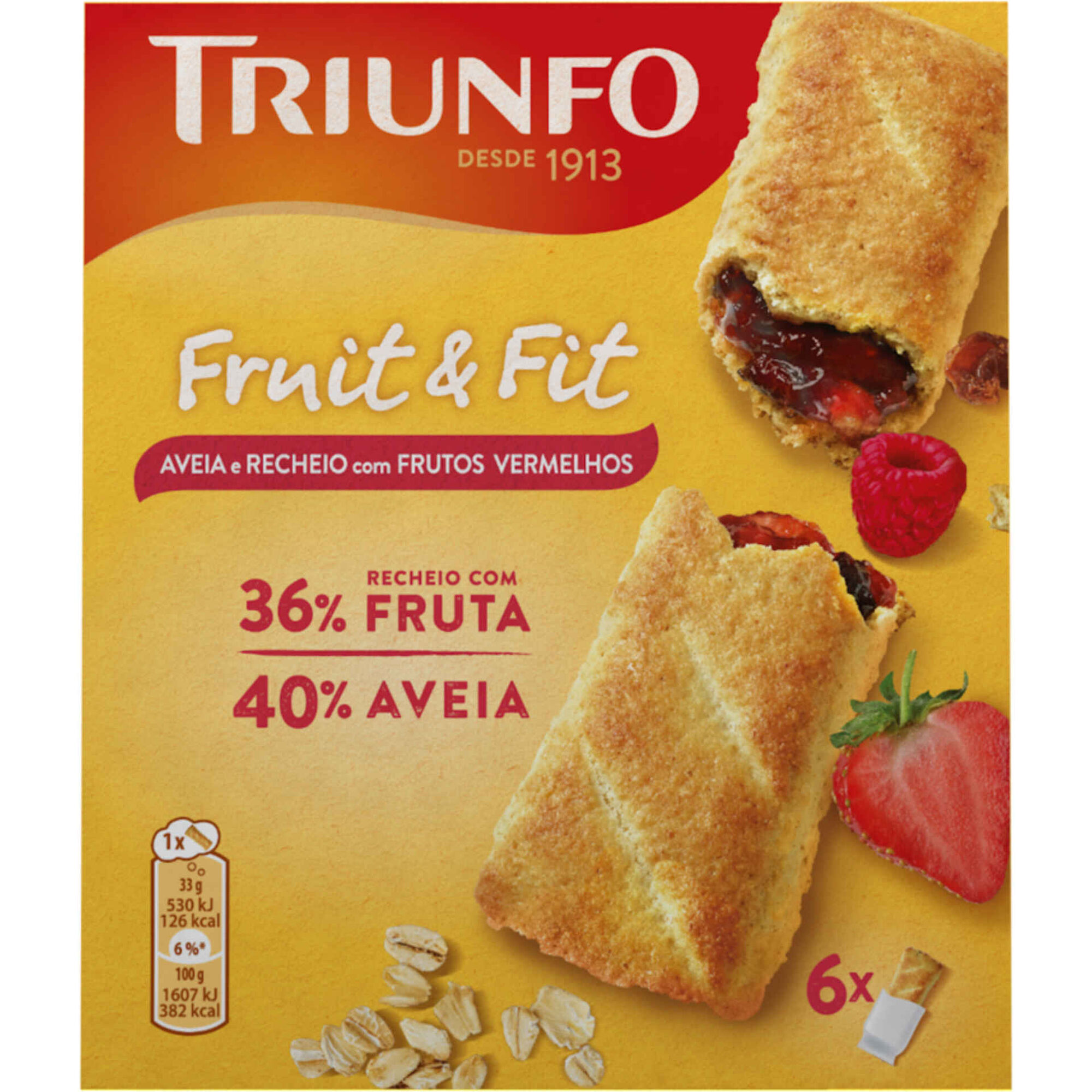 Bolachas Fruit & Fit Aveia com Recheio de Frutos Vermelhos