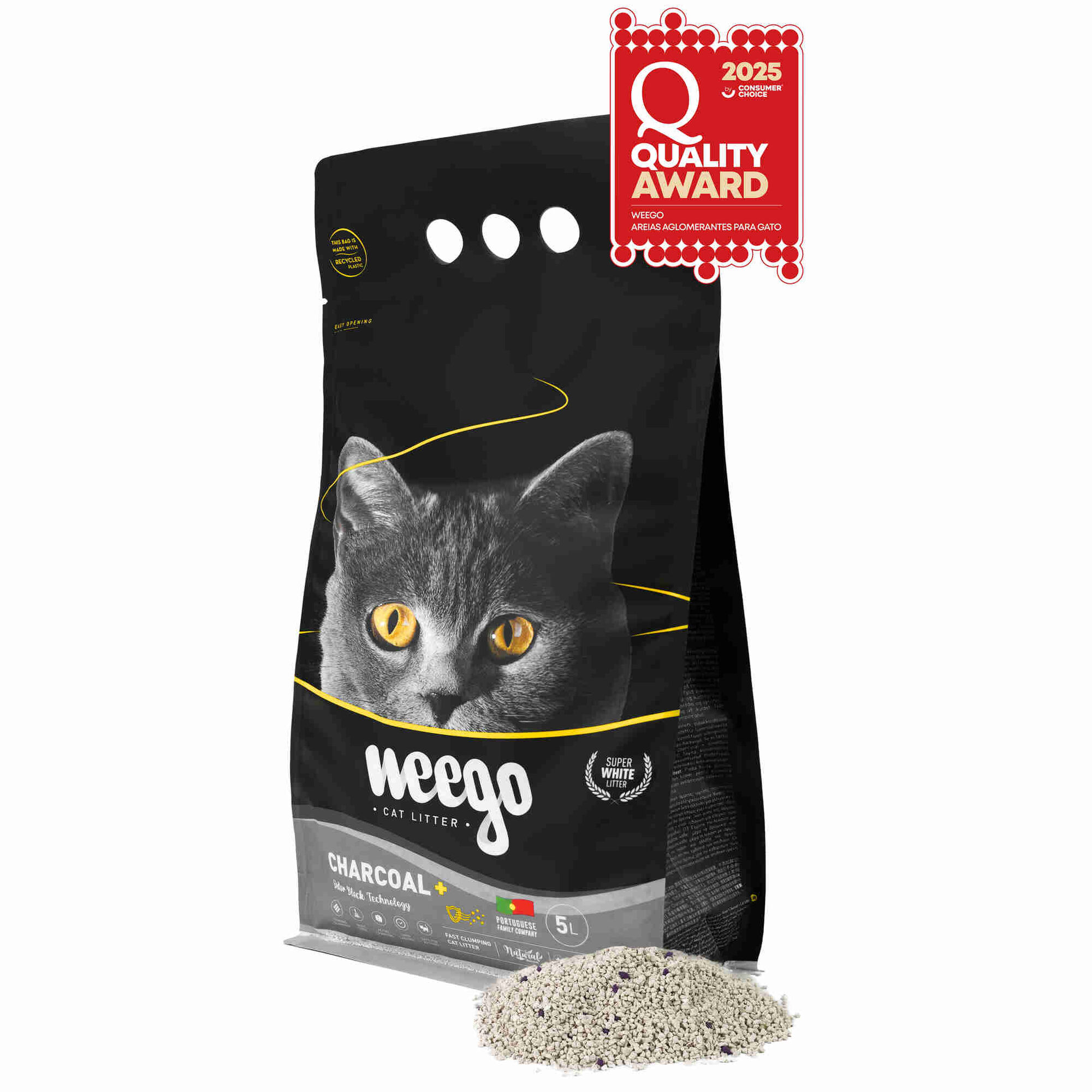 Areia Aglomerante Active Charcoal Plus Weego