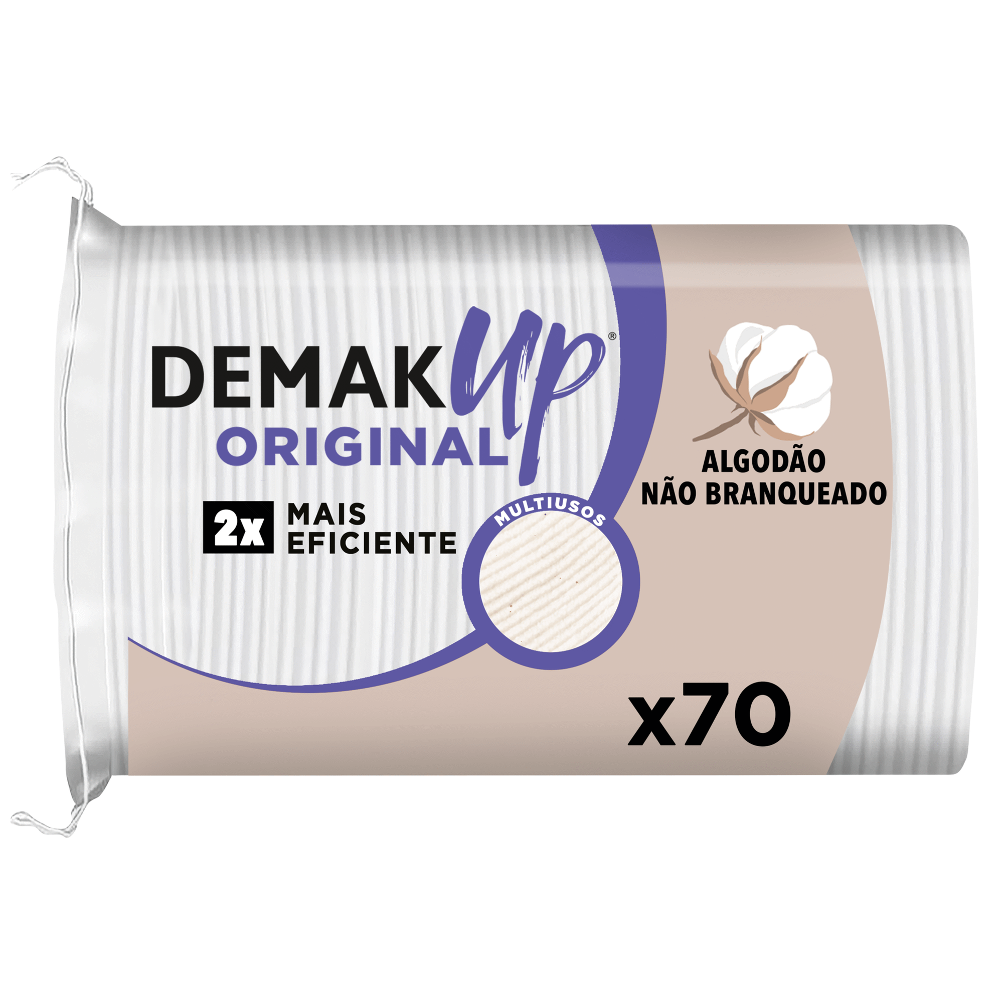 Discos de Algod&atilde;o Desmaquilhantes N&atilde;o Branqueados Original Oval Demak'Up