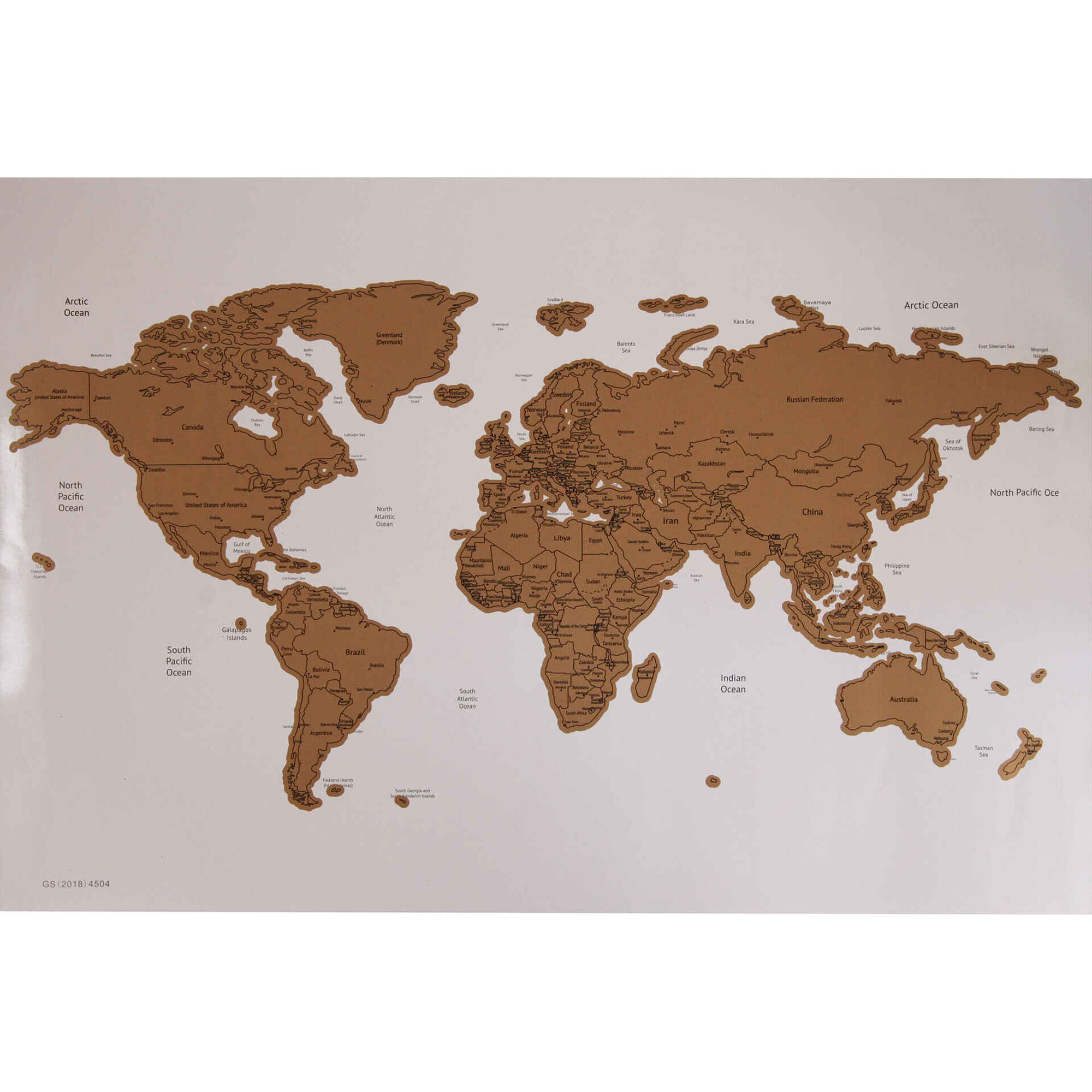 Poster Mapa Mundo 60x40cm Branco Kasa