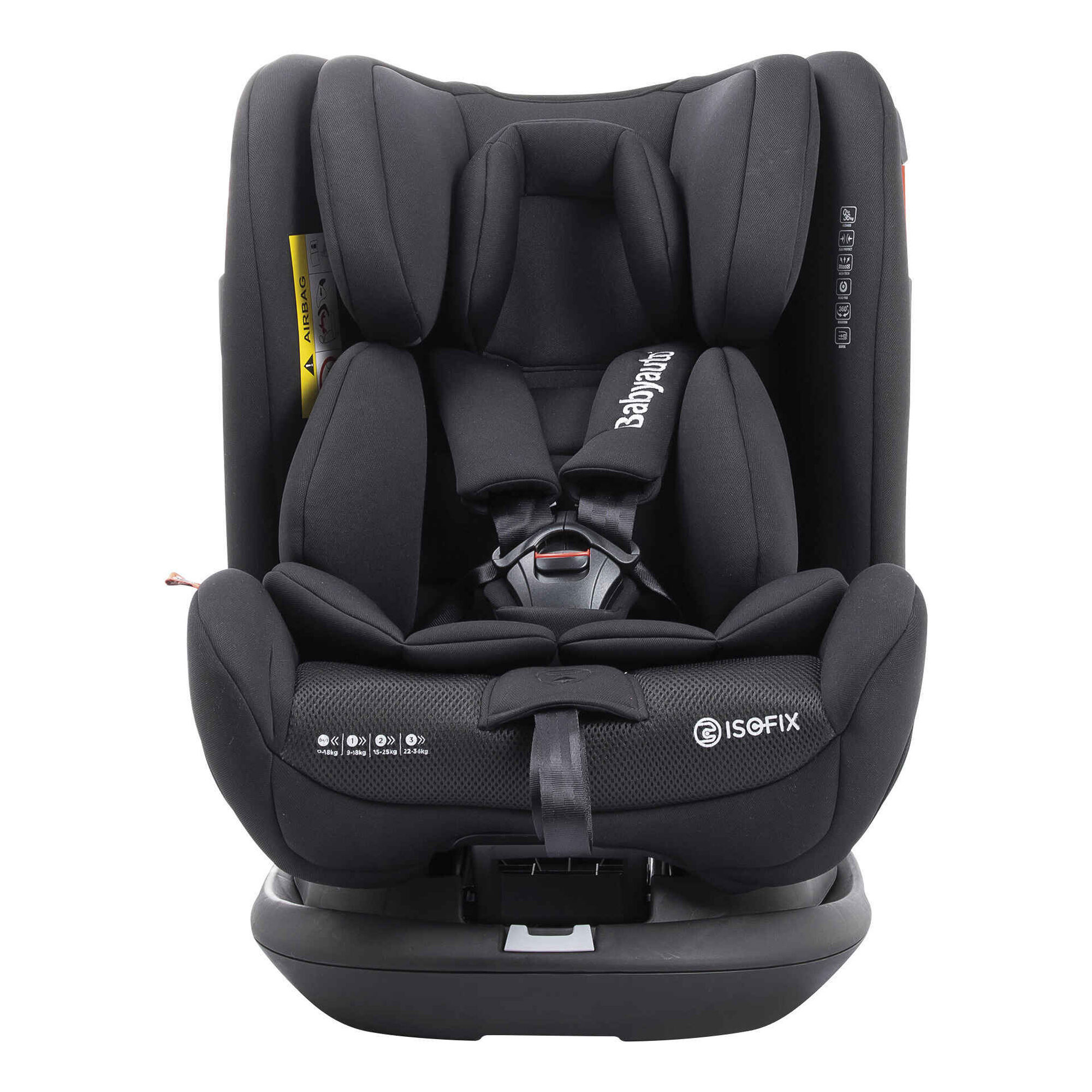 Cadeira Auto Grupo 0+/1/2/3 Isofix Rotativa 360° Preta Giroto