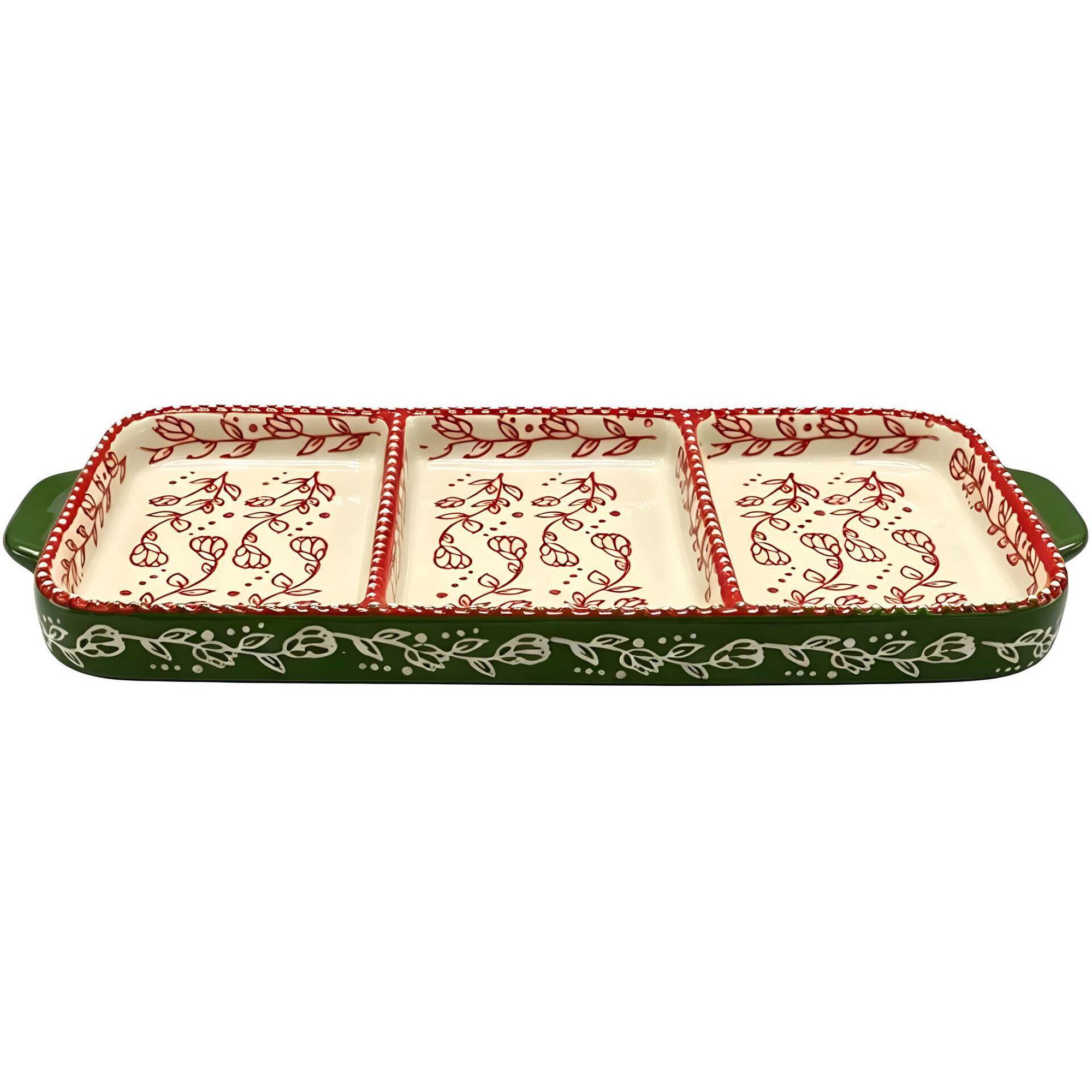 Prato com 3 Divis&oacute;rias 26x12cm Verde Kasa