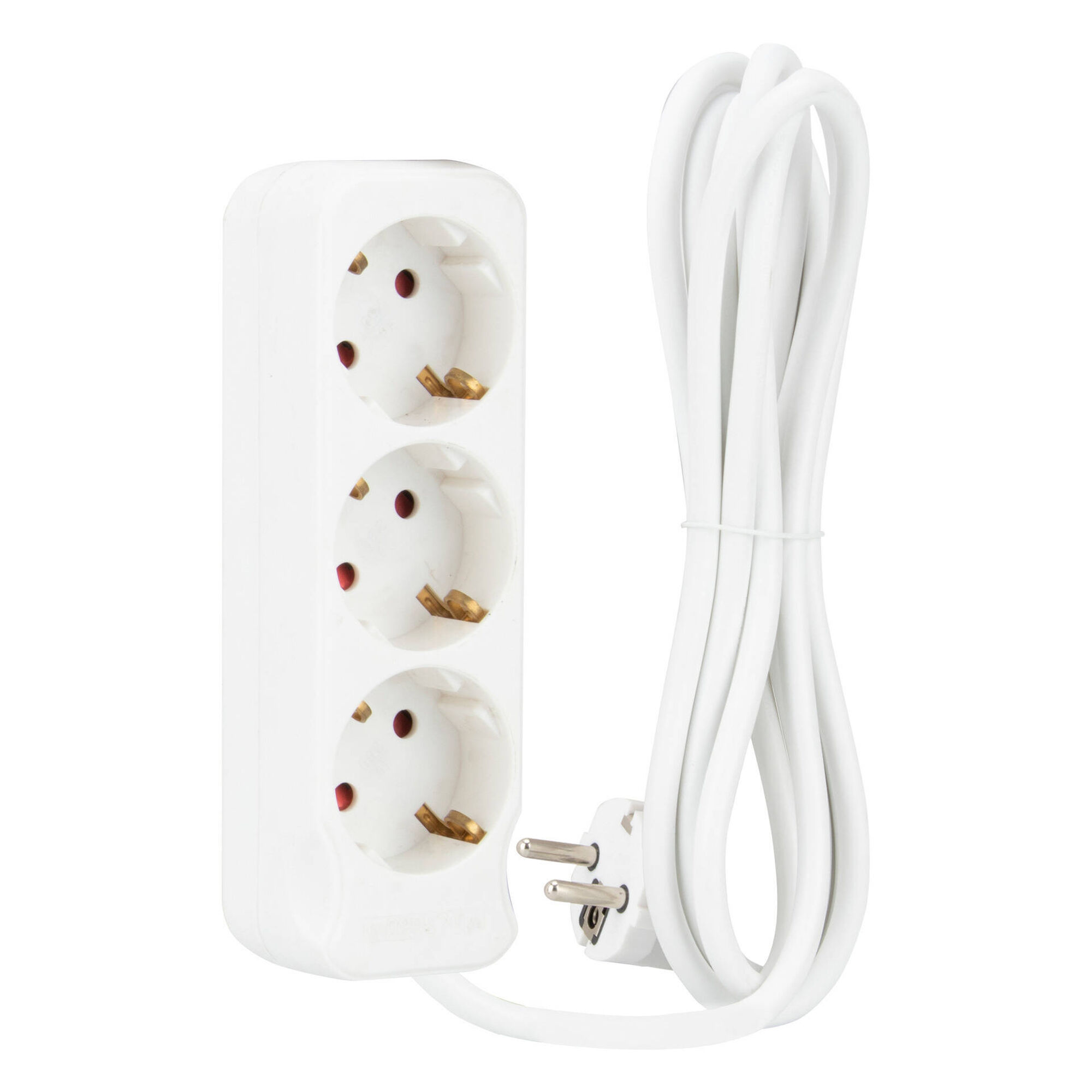 Bloco 3 Tomadas sem Interruptor 1,4mts Branco