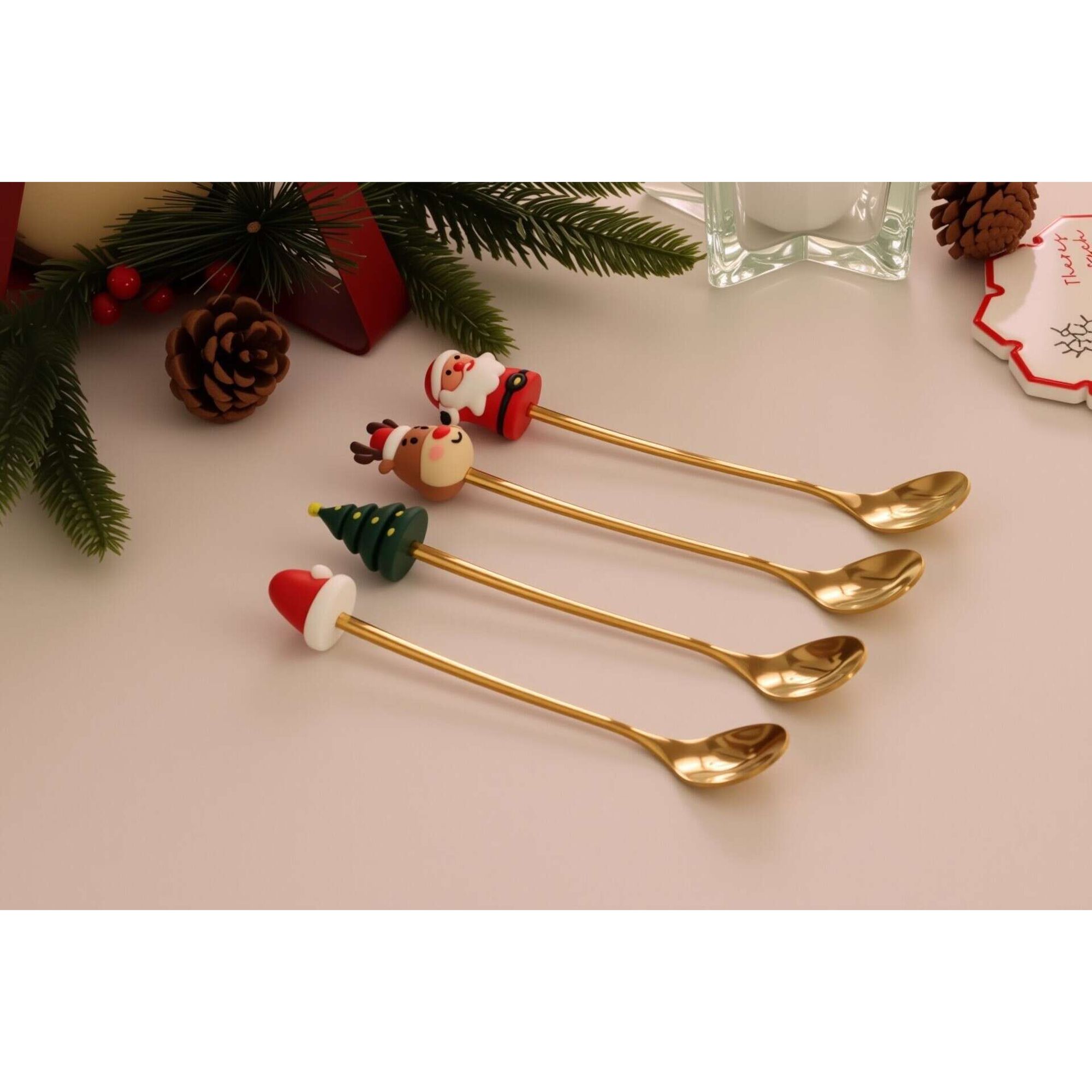 Conjunto 4 Colheres Bonecos Natal