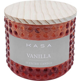 Vela em Copo Vidro 2 Pavios Bolas com Tampa de Madeira Rust