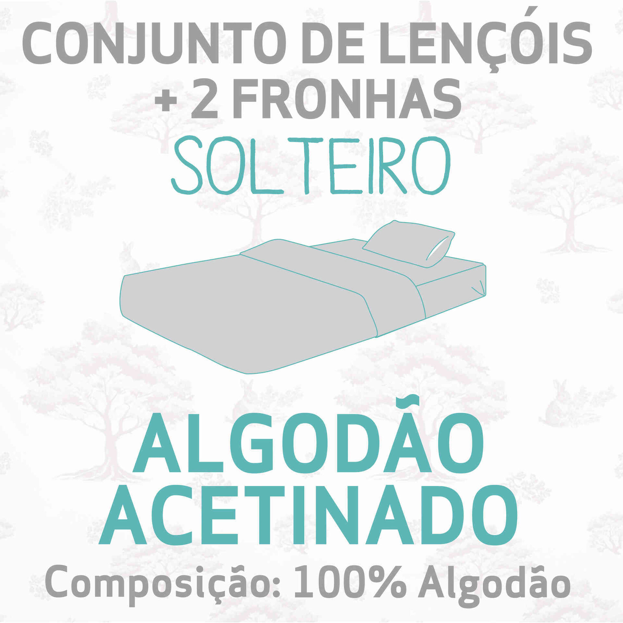 Conjunto Len&ccedil;&oacute;is Algod&atilde;o Acetinado 160x270cm Kasa