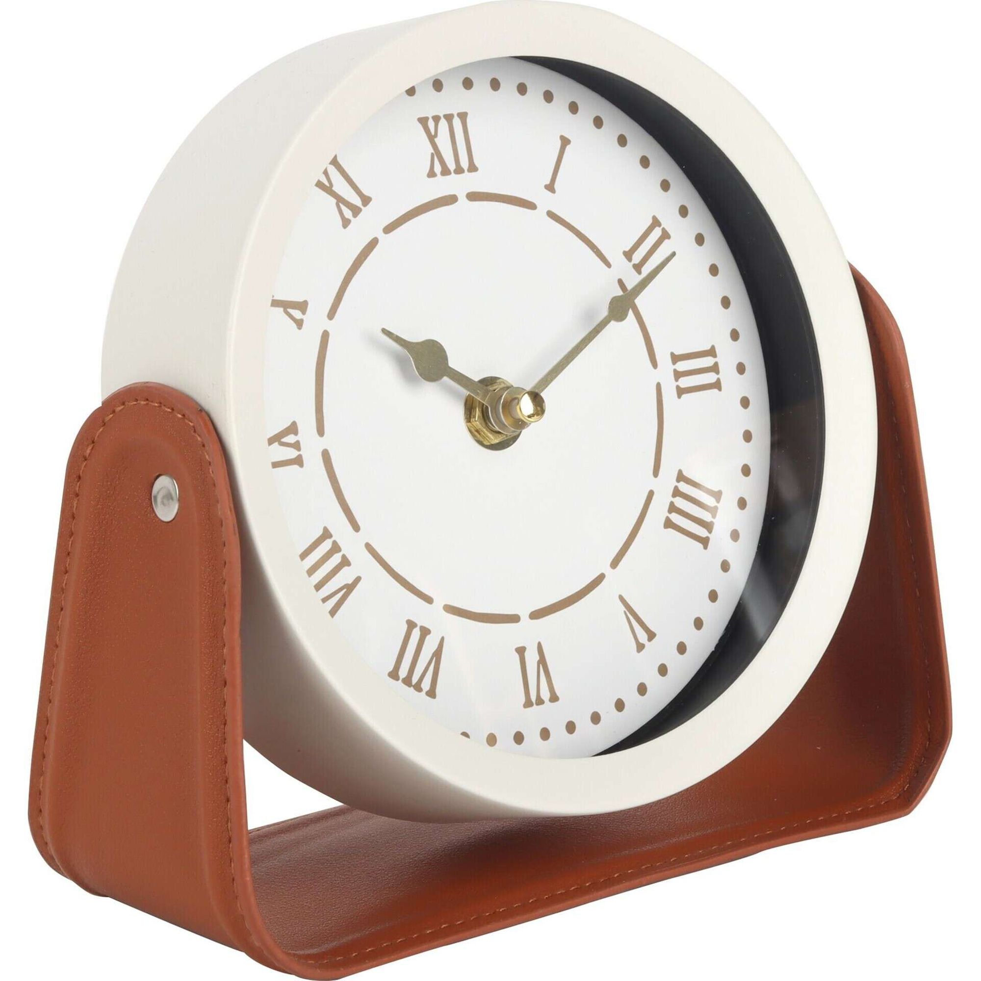 Relógio 17cm Branco com Base em Pele