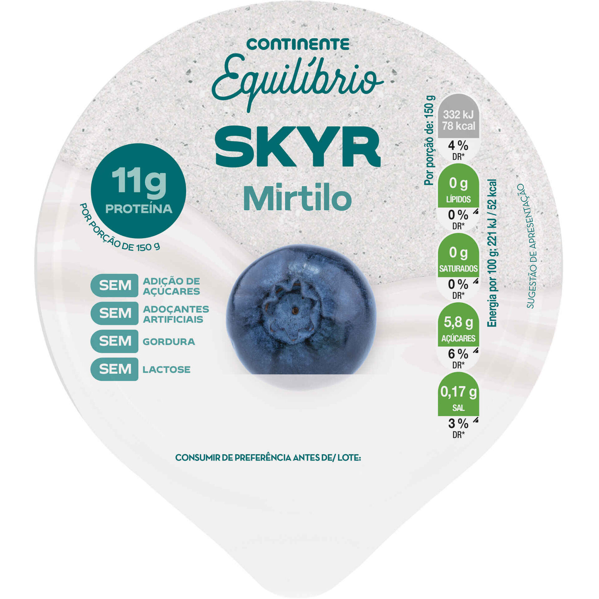Iogurte Skyr Mirtilo Continente Equil&iacute;brio